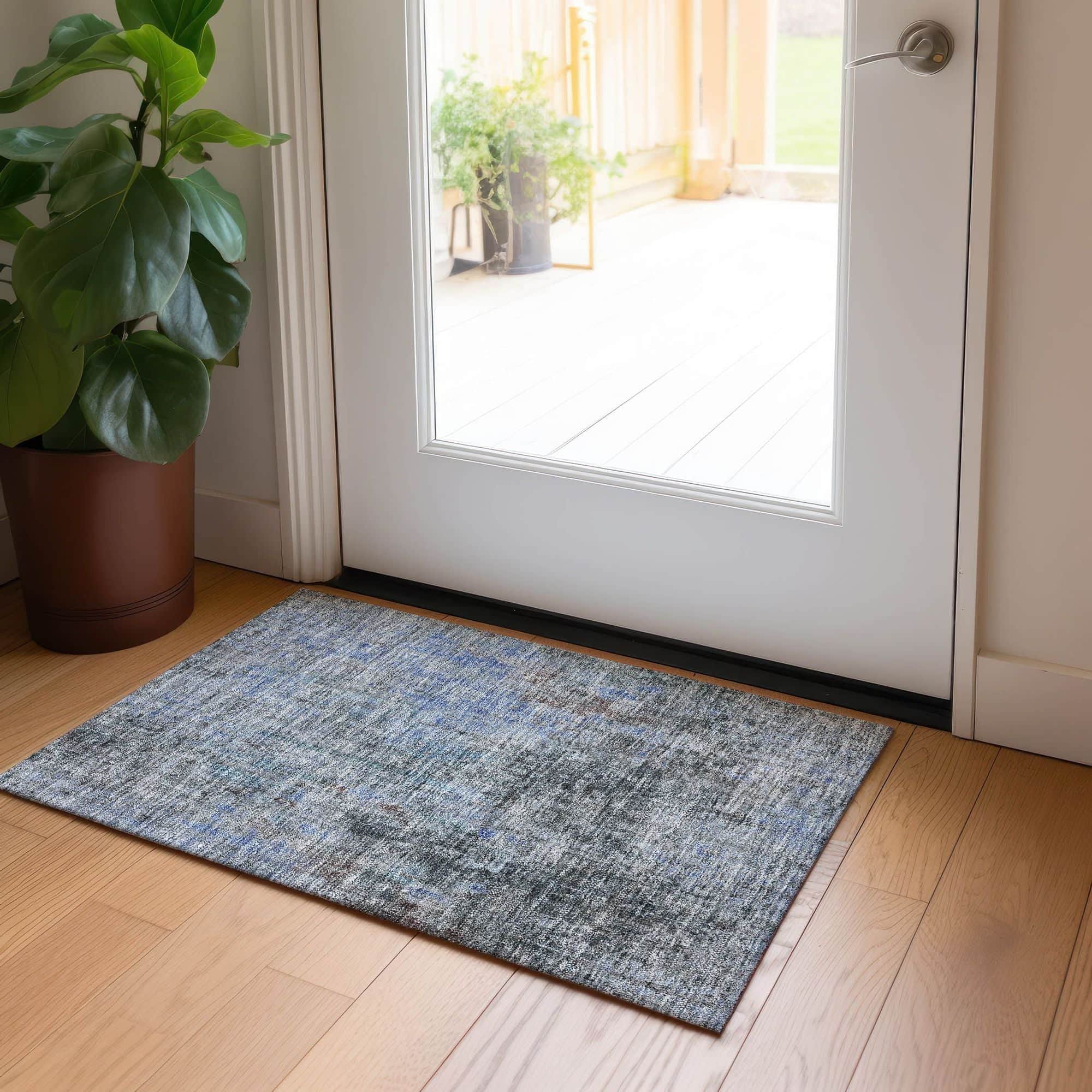 Machine Washable Gray Rug - Indoor / Outdoor - Kids / Pet Friendly Abstract Print Rug