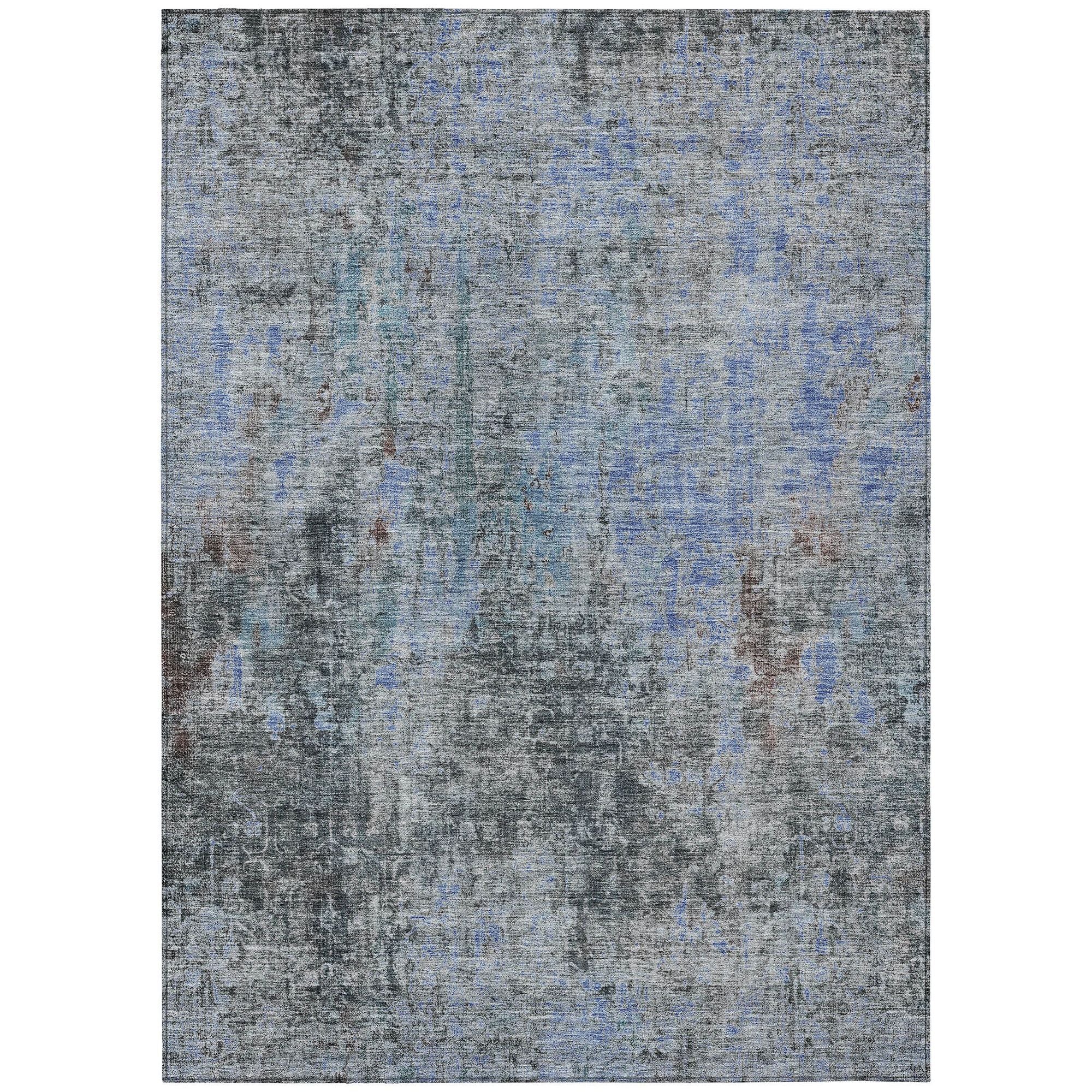 Machine Washable Gray Rug - Indoor / Outdoor - Kids / Pet Friendly Abstract Print Rug