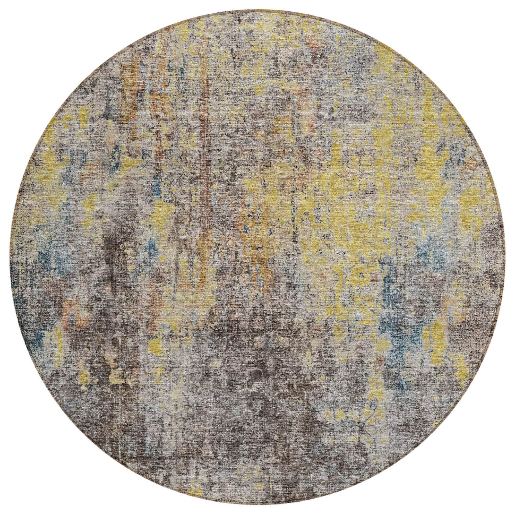 Machine Washable Mocha Brown Rug - Indoor / Outdoor - Kids / Pet Friendly Abstract Print Rug