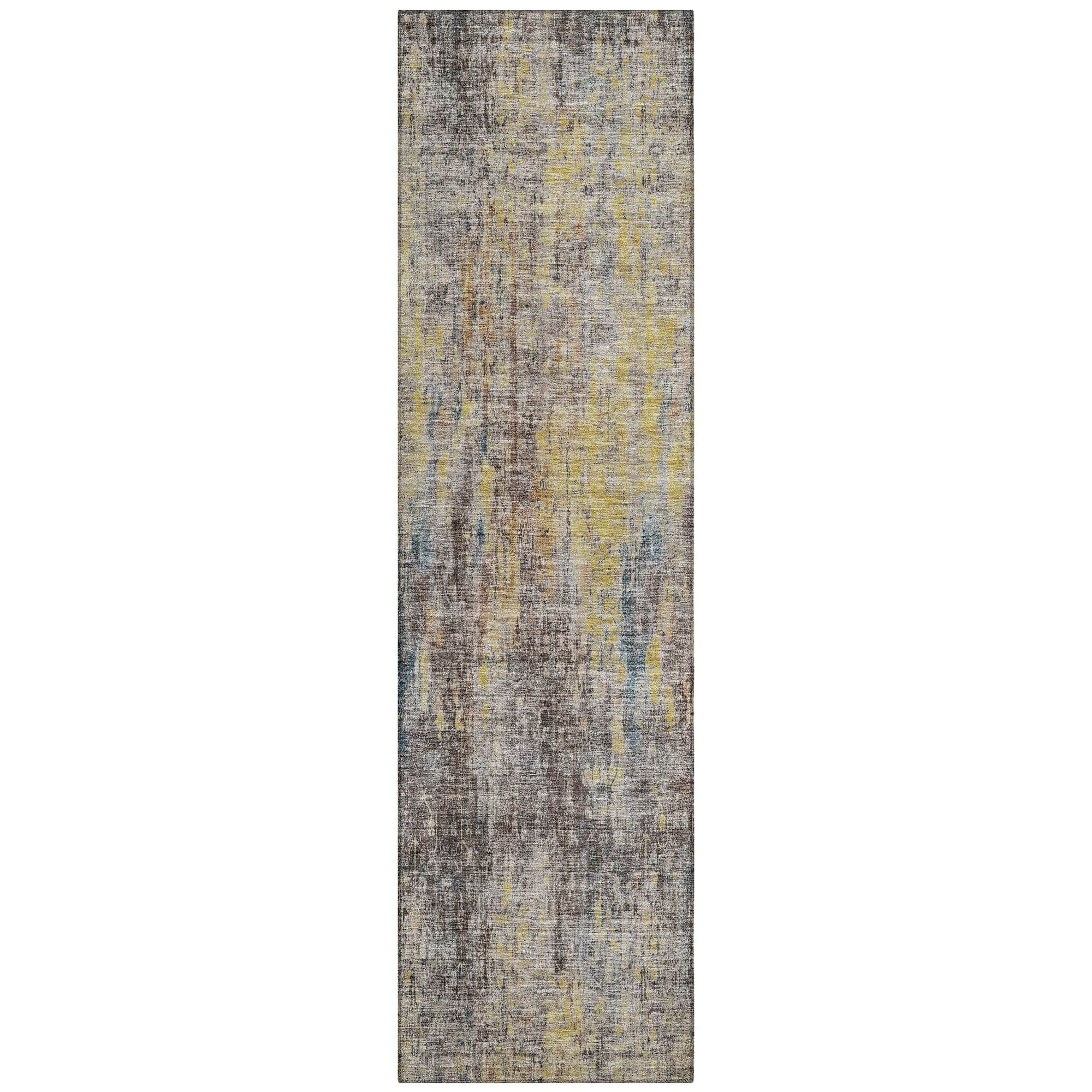 Machine Washable Mocha Brown Rug - Indoor / Outdoor - Kids / Pet Friendly Abstract Print Rug