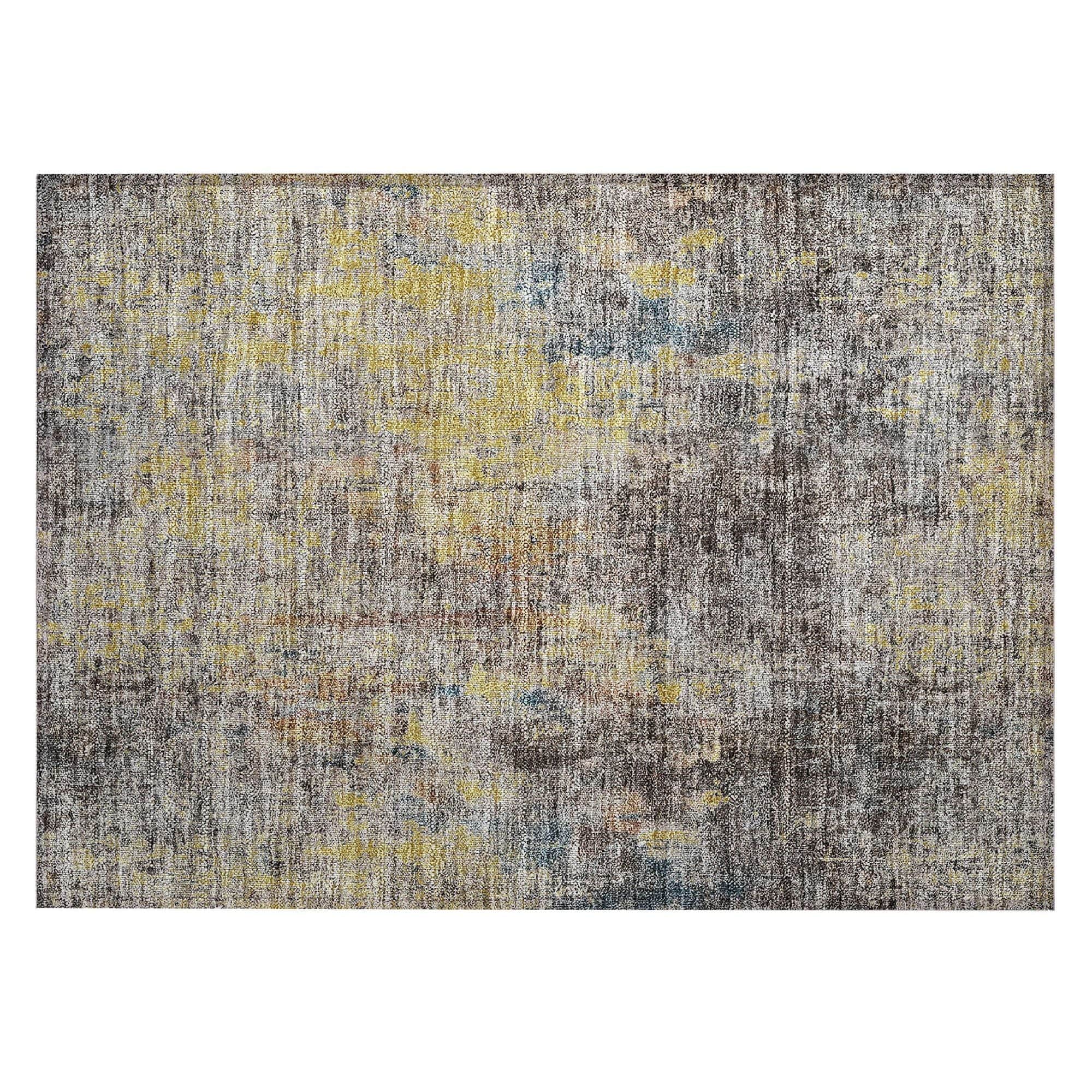 Machine Washable Mocha Brown Rug - Indoor / Outdoor - Kids / Pet Friendly Abstract Print Rug