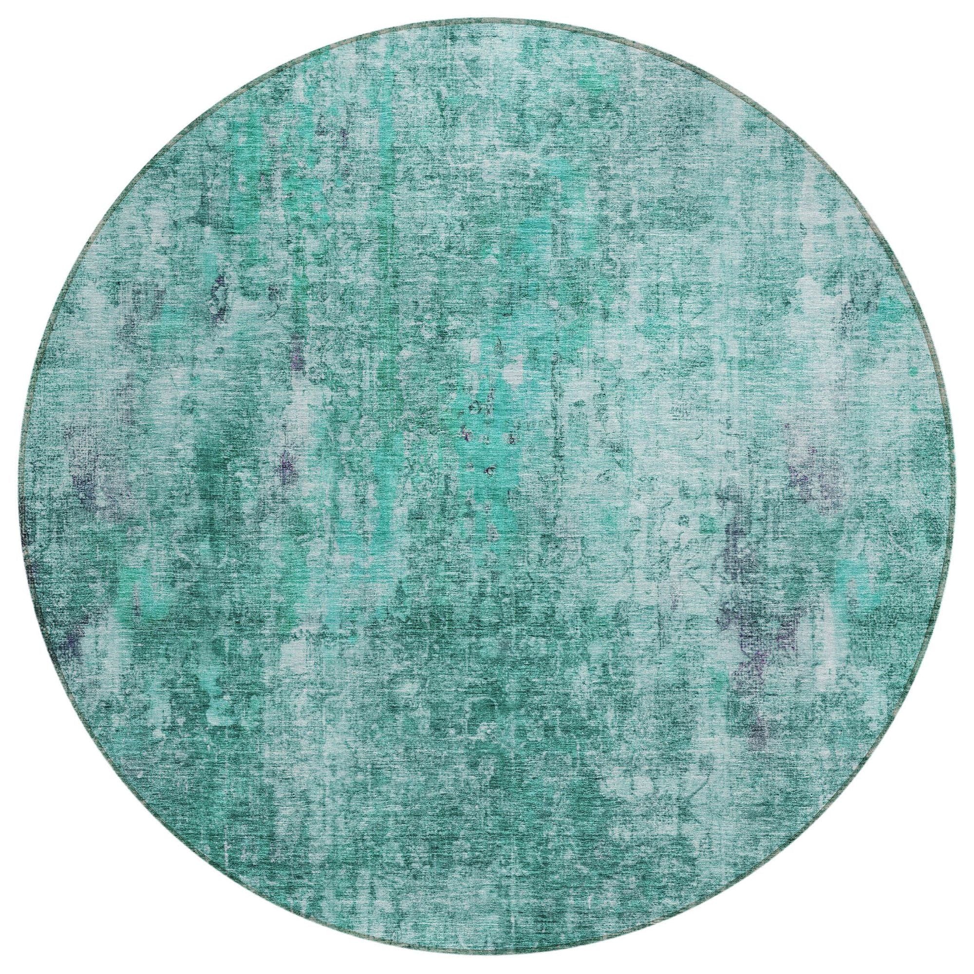 Machine Washable Teal Rug - Indoor / Outdoor - Kids / Pet Friendly Abstract Print Rug