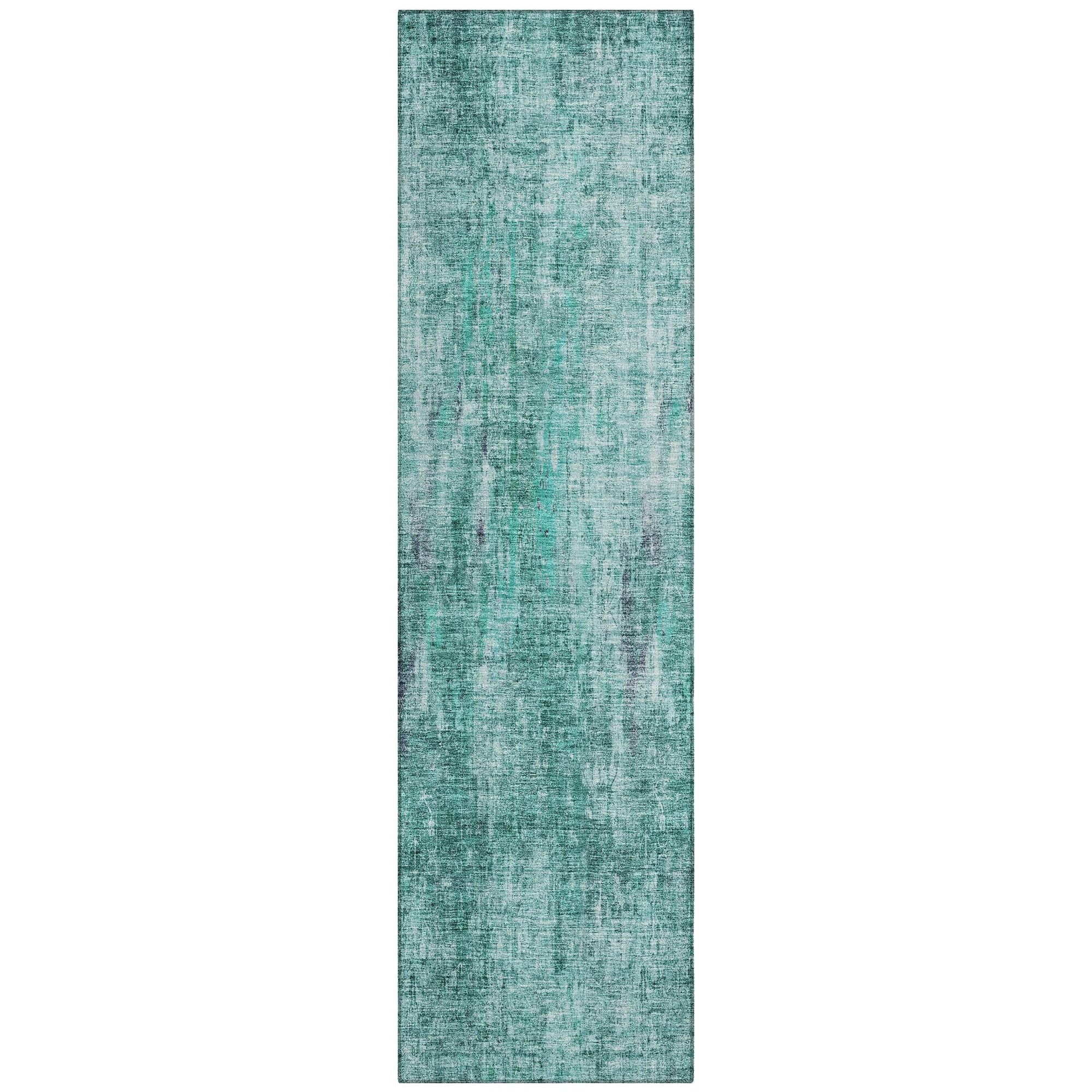 Machine Washable Teal Rug - Indoor / Outdoor - Kids / Pet Friendly Abstract Print Rug