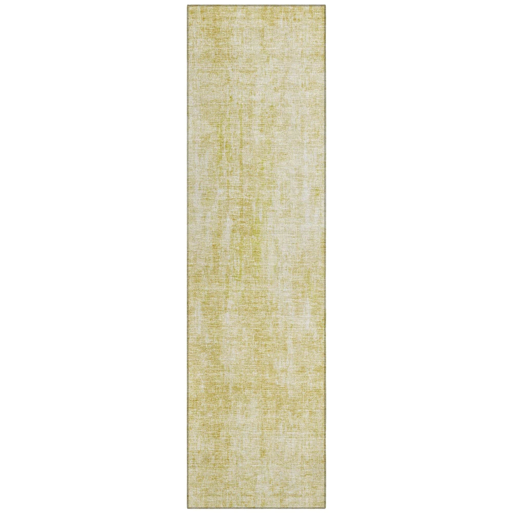 Machine Washable Gold Rug - Indoor / Outdoor - Kids / Pet Friendly Abstract Print Rug