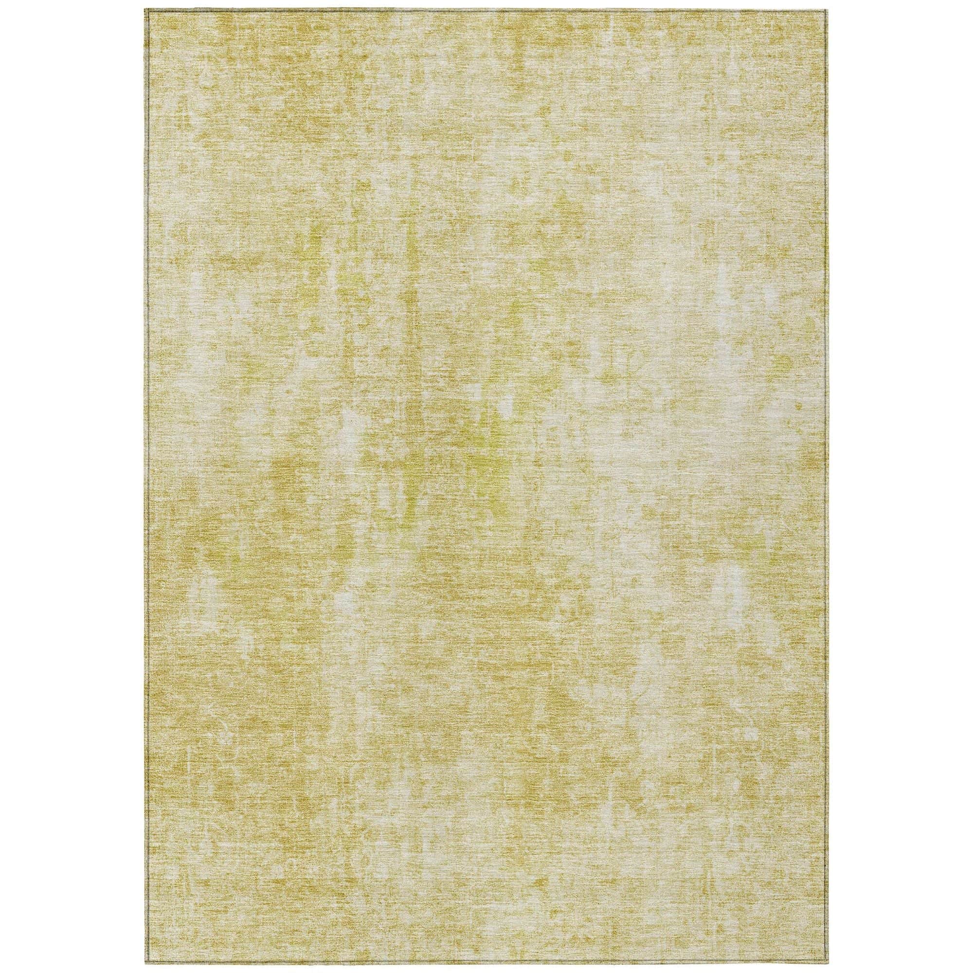Machine Washable Gold Rug - Indoor / Outdoor - Kids / Pet Friendly Abstract Print Rug