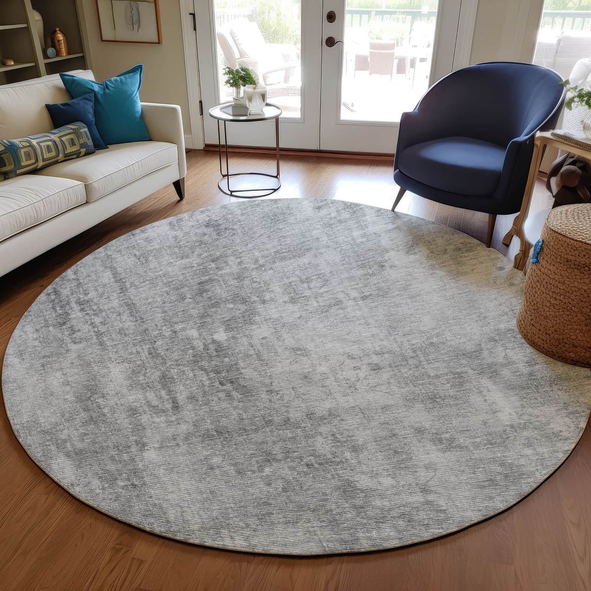 Machine Washable Gray Rug - Indoor / Outdoor - Kids / Pet Friendly Abstract Print Rug
