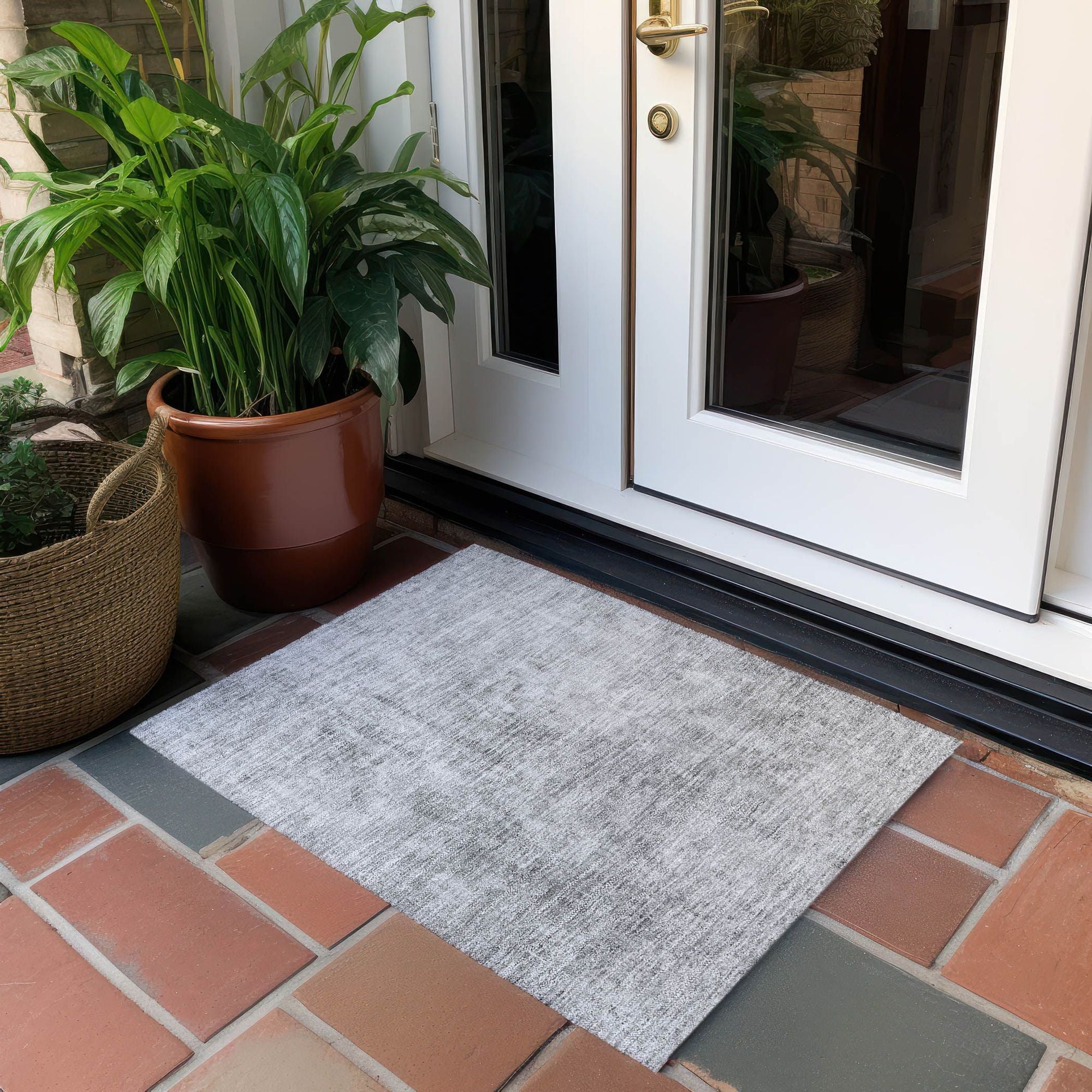 Machine Washable Gray Rug - Indoor / Outdoor - Kids / Pet Friendly Abstract Print Rug