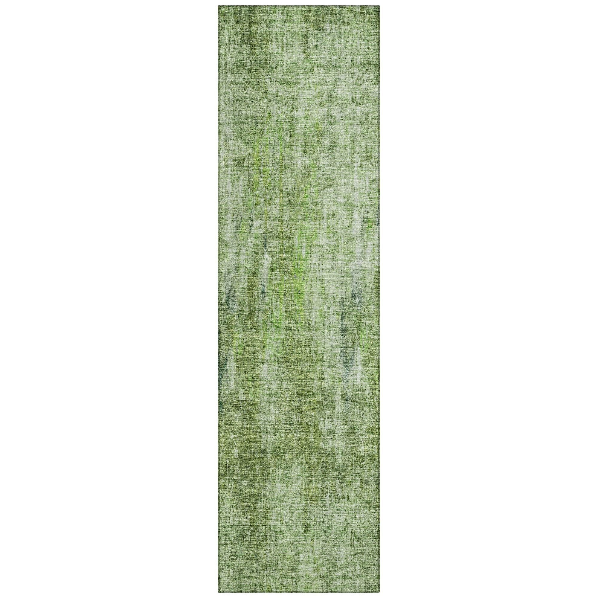 Machine Washable Olive Green Rug - Indoor / Outdoor - Kids / Pet Friendly Abstract Print Rug