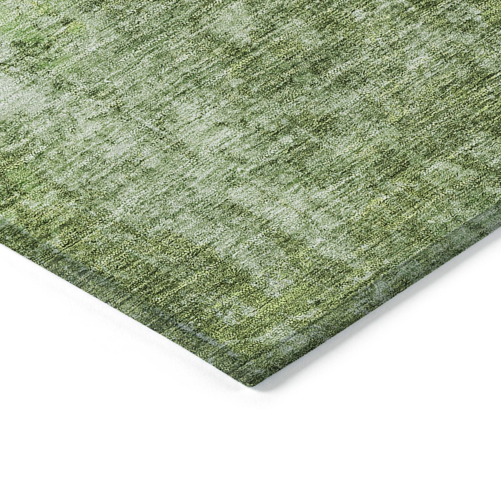 Machine Washable Olive Green Rug - Indoor / Outdoor - Kids / Pet Friendly Abstract Print Rug