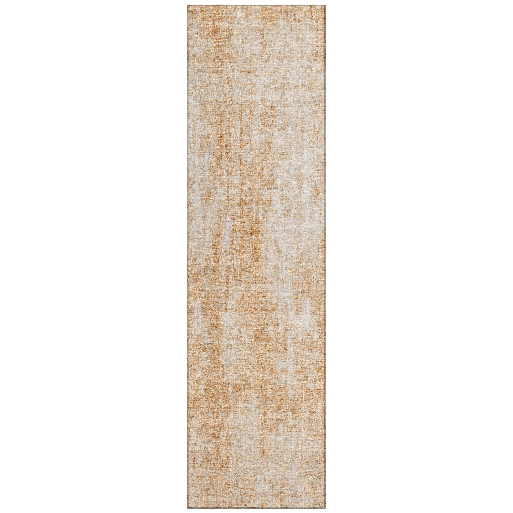 Machine Washable Terracotta Orange Rug - Indoor / Outdoor - Kids / Pet Friendly Abstract Print Rug