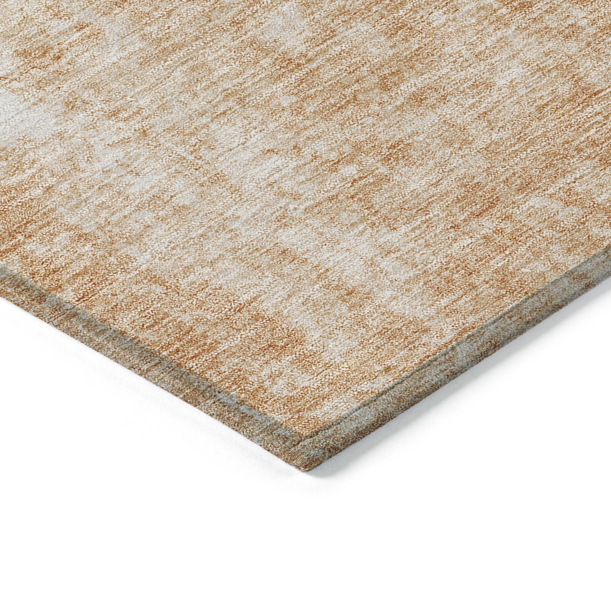 Machine Washable Terracotta Orange Rug - Indoor / Outdoor - Kids / Pet Friendly Abstract Print Rug