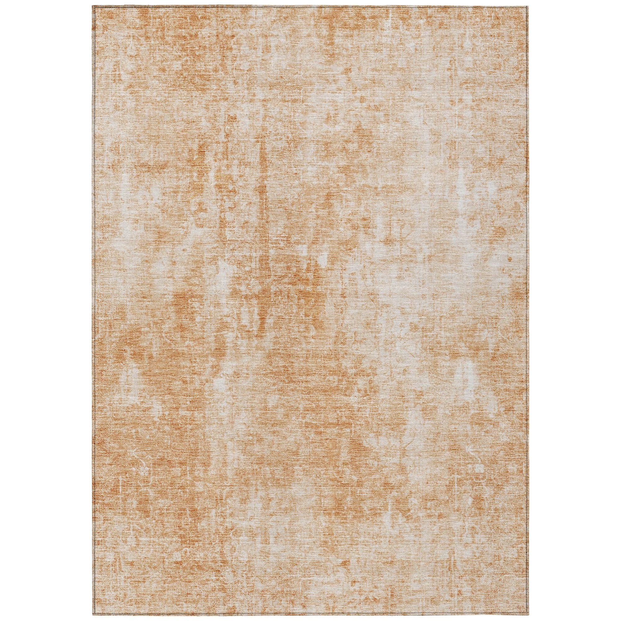 Machine Washable Terracotta Orange Rug - Indoor / Outdoor - Kids / Pet Friendly Abstract Print Rug