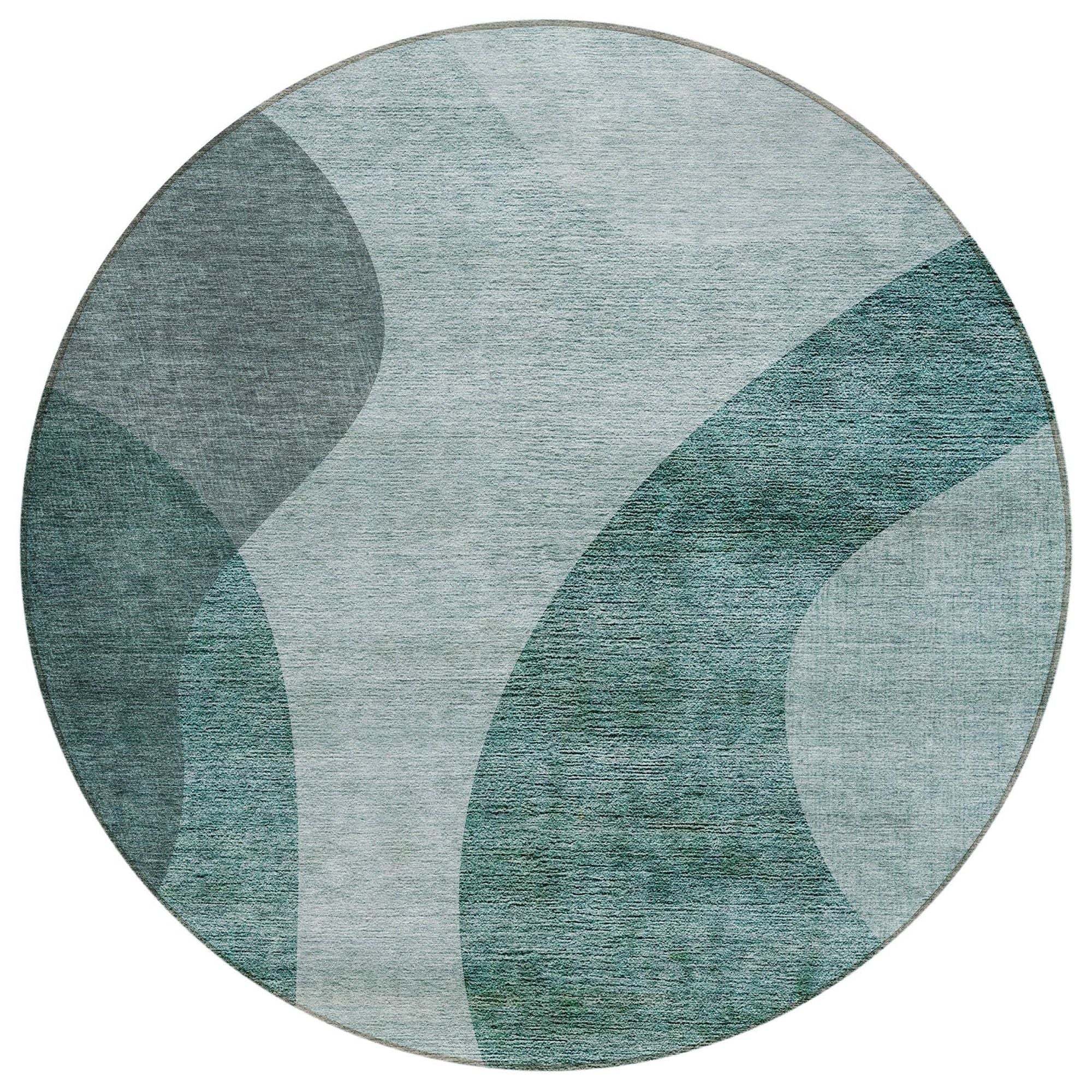 Machine Washable Green Rug - Indoor / Outdoor - Kids / Pet Friendly Art Deco Print Rug
