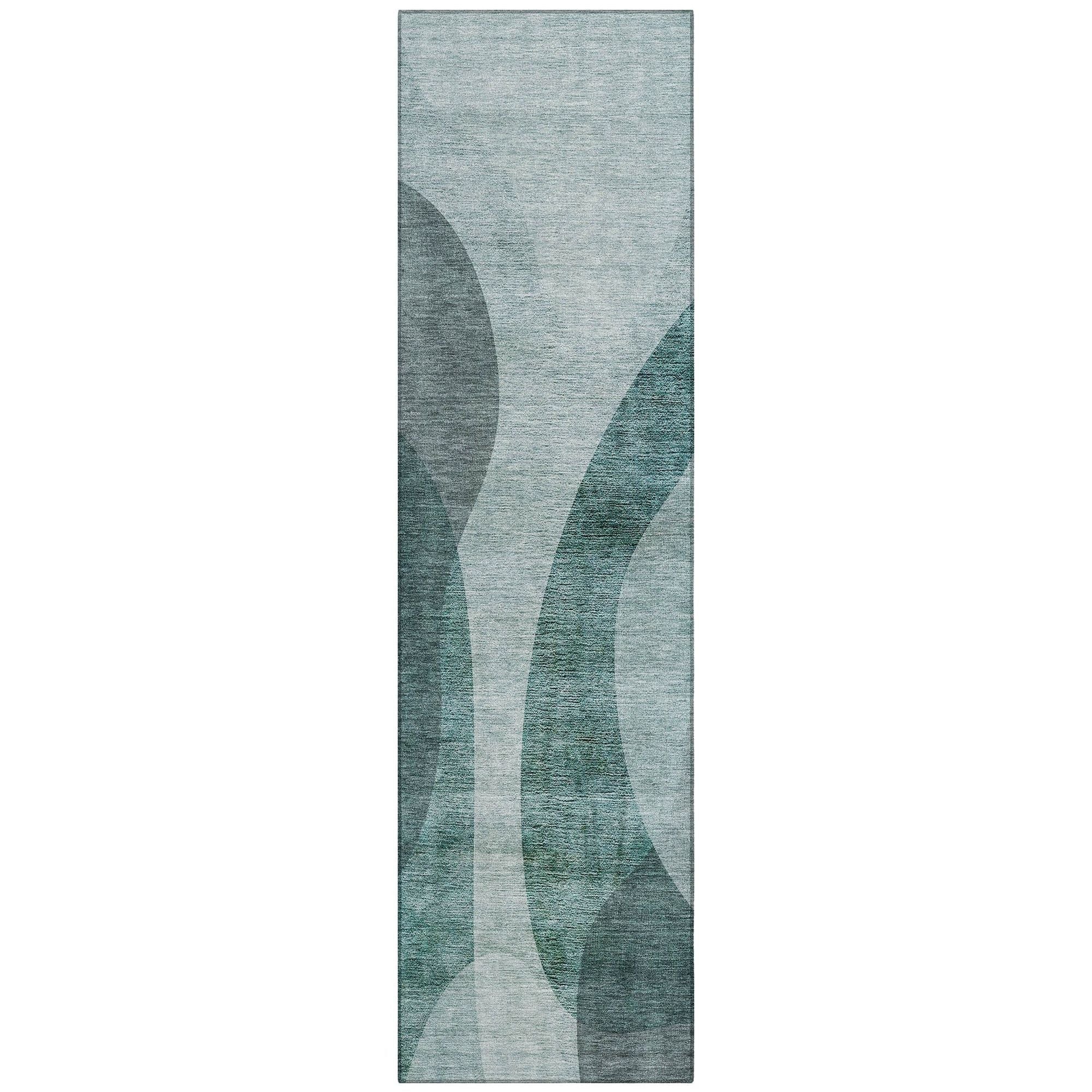Machine Washable Green Rug - Indoor / Outdoor - Kids / Pet Friendly Art Deco Print Rug