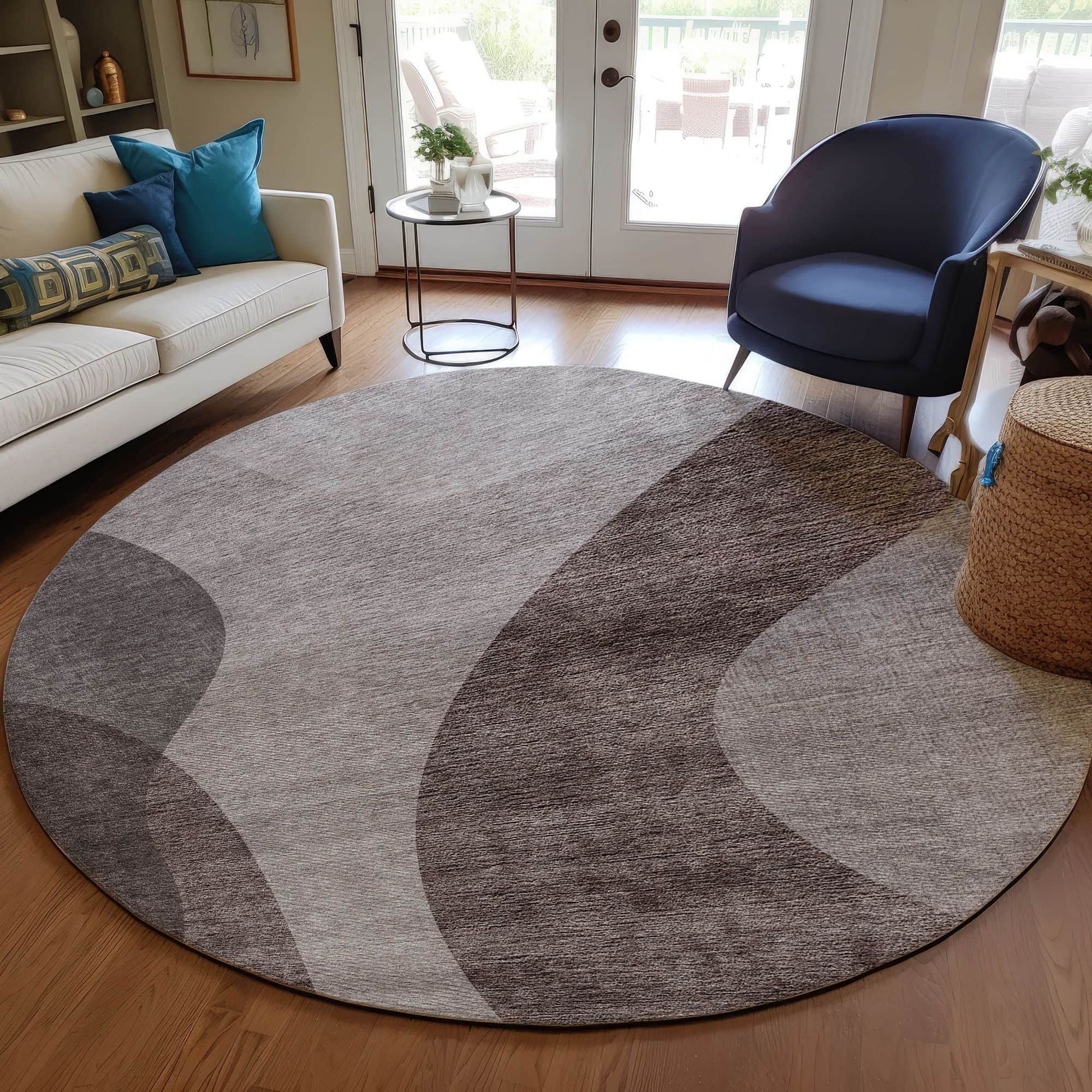 Machine Washable Mocha Brown Rug - Indoor / Outdoor - Kids / Pet Friendly Art Deco Print Rug