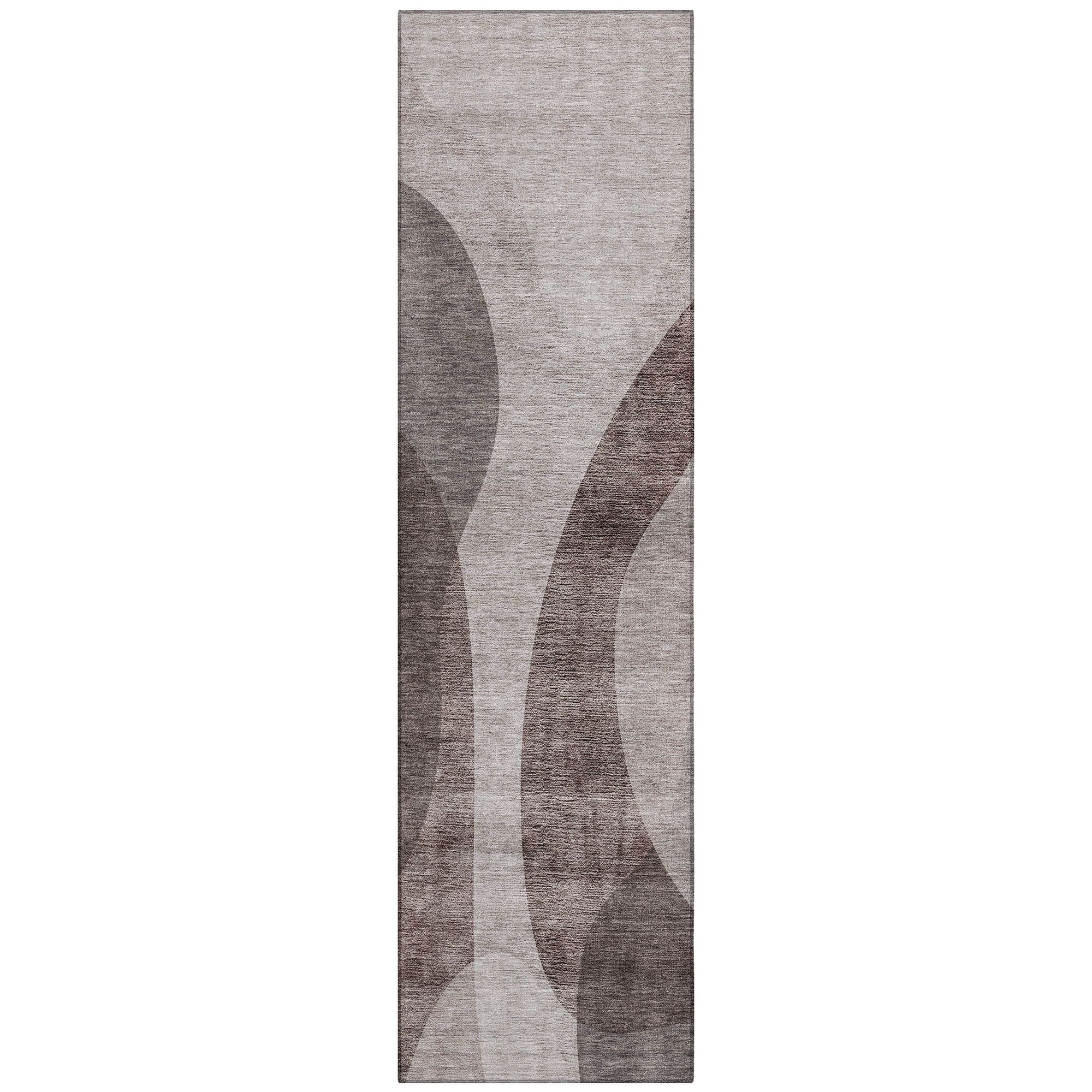 Machine Washable Mocha Brown Rug - Indoor / Outdoor - Kids / Pet Friendly Art Deco Print Rug