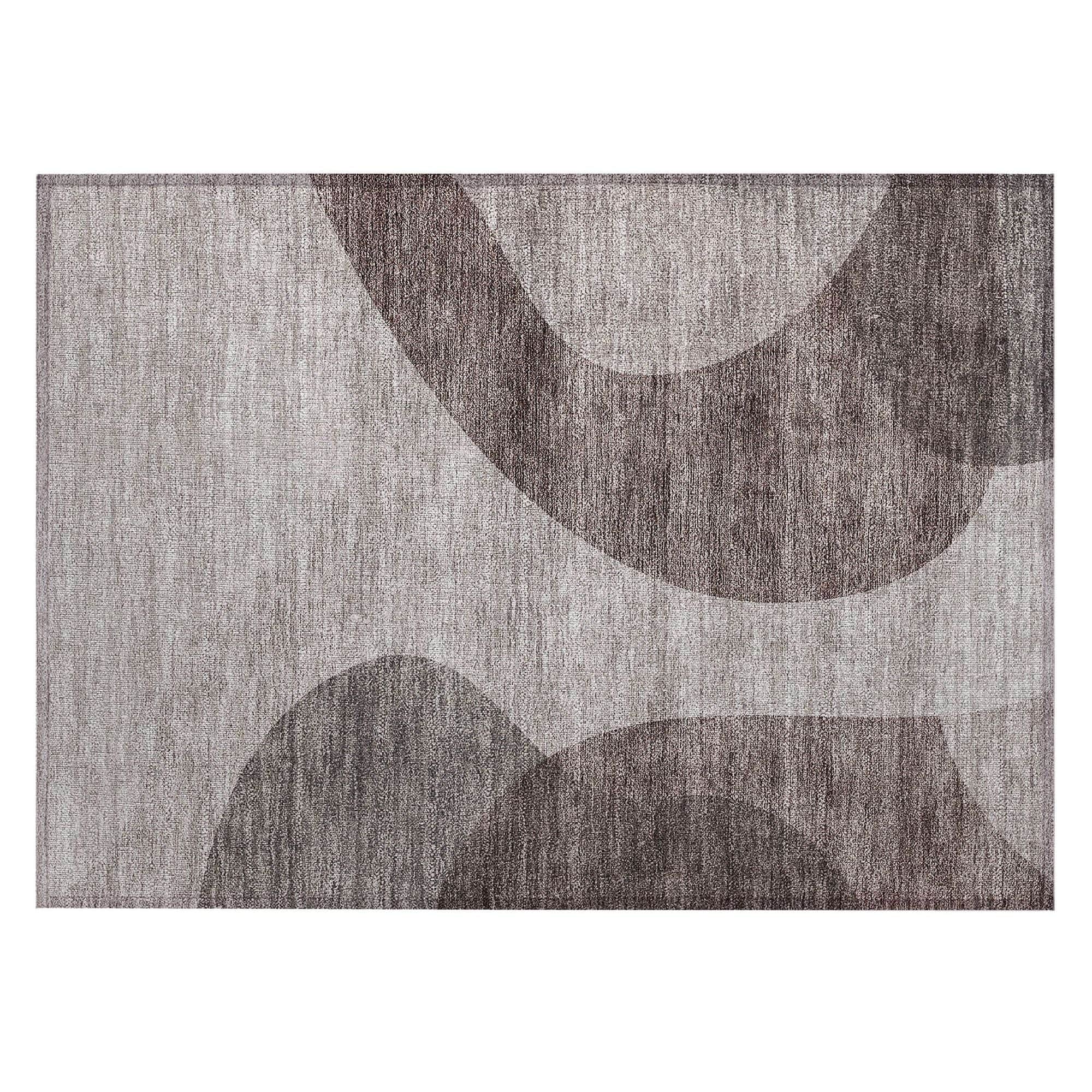 Machine Washable Mocha Brown Rug - Indoor / Outdoor - Kids / Pet Friendly Art Deco Print Rug
