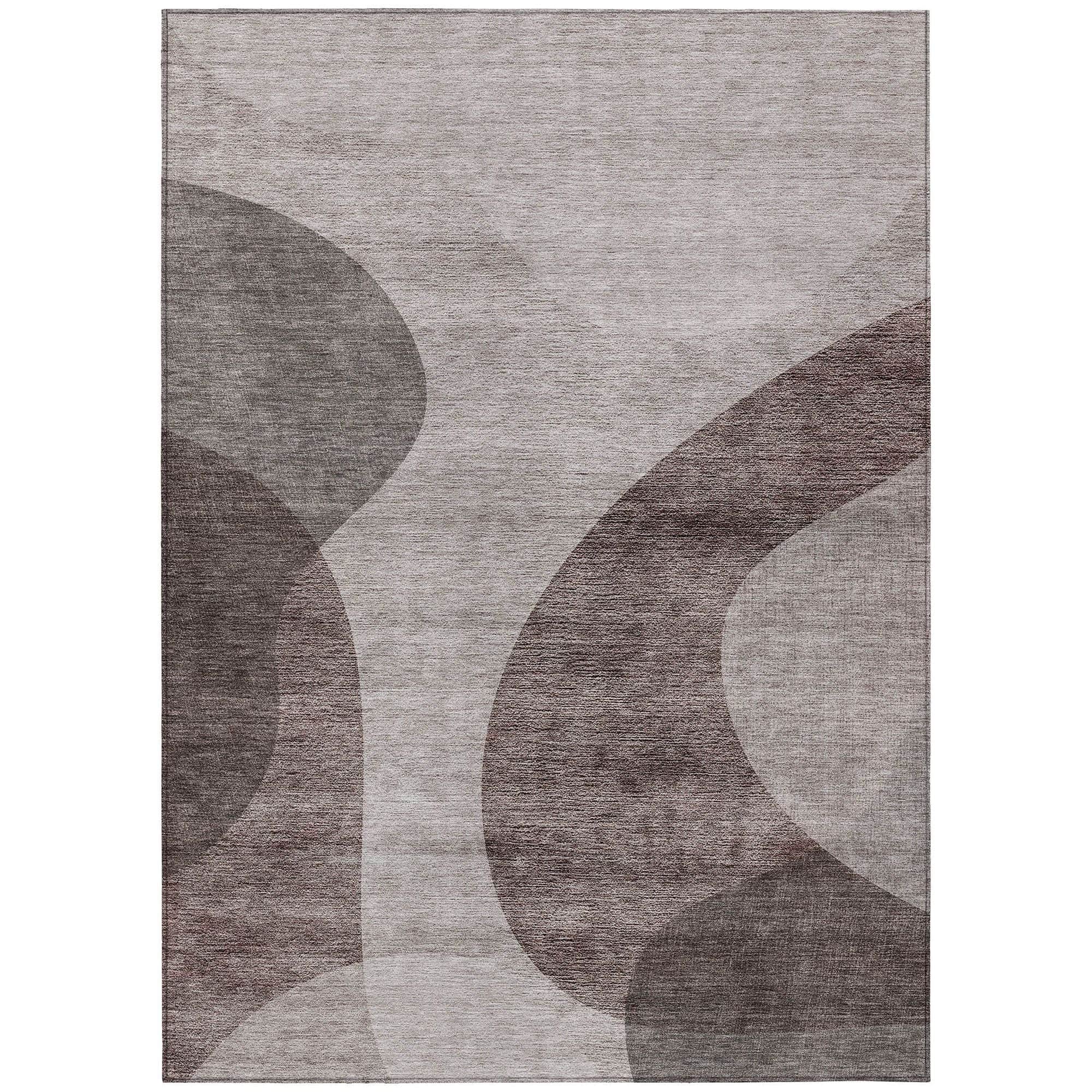 Machine Washable Mocha Brown Rug - Indoor / Outdoor - Kids / Pet Friendly Art Deco Print Rug