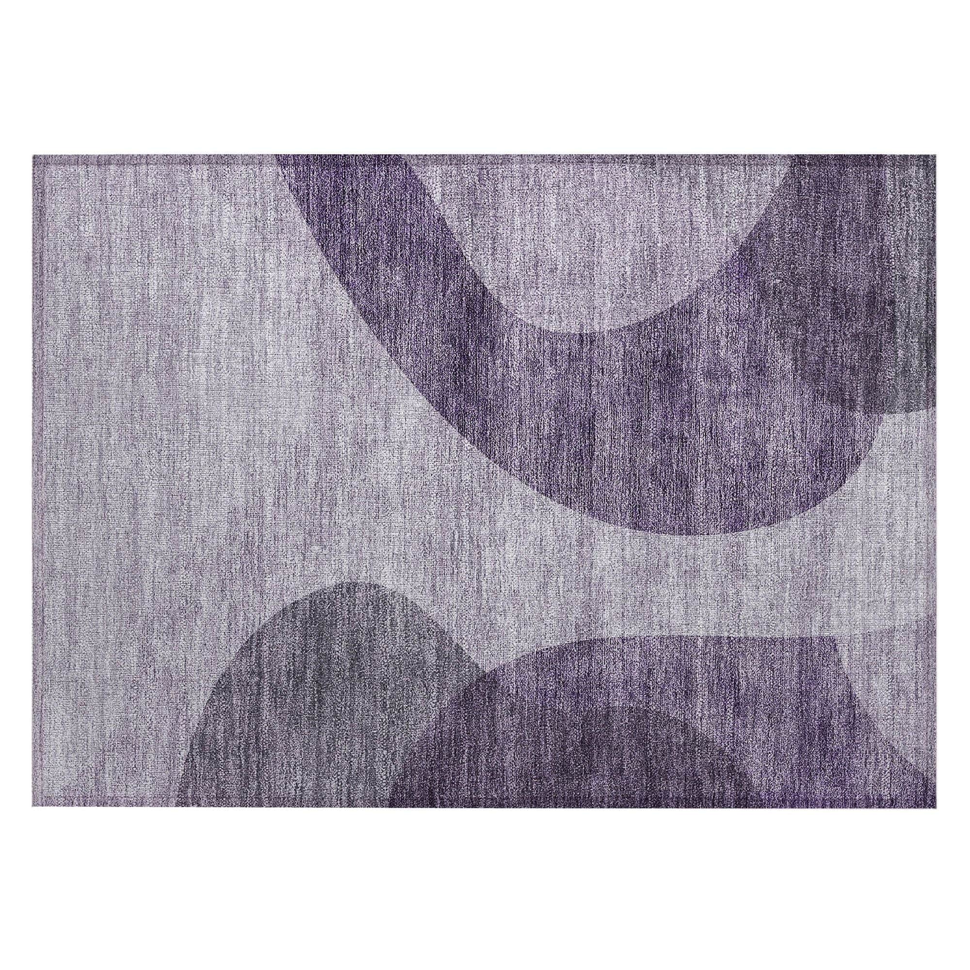 Machine Washable Purple Rug - Indoor / Outdoor - Kids / Pet Friendly Art Deco Print Rug