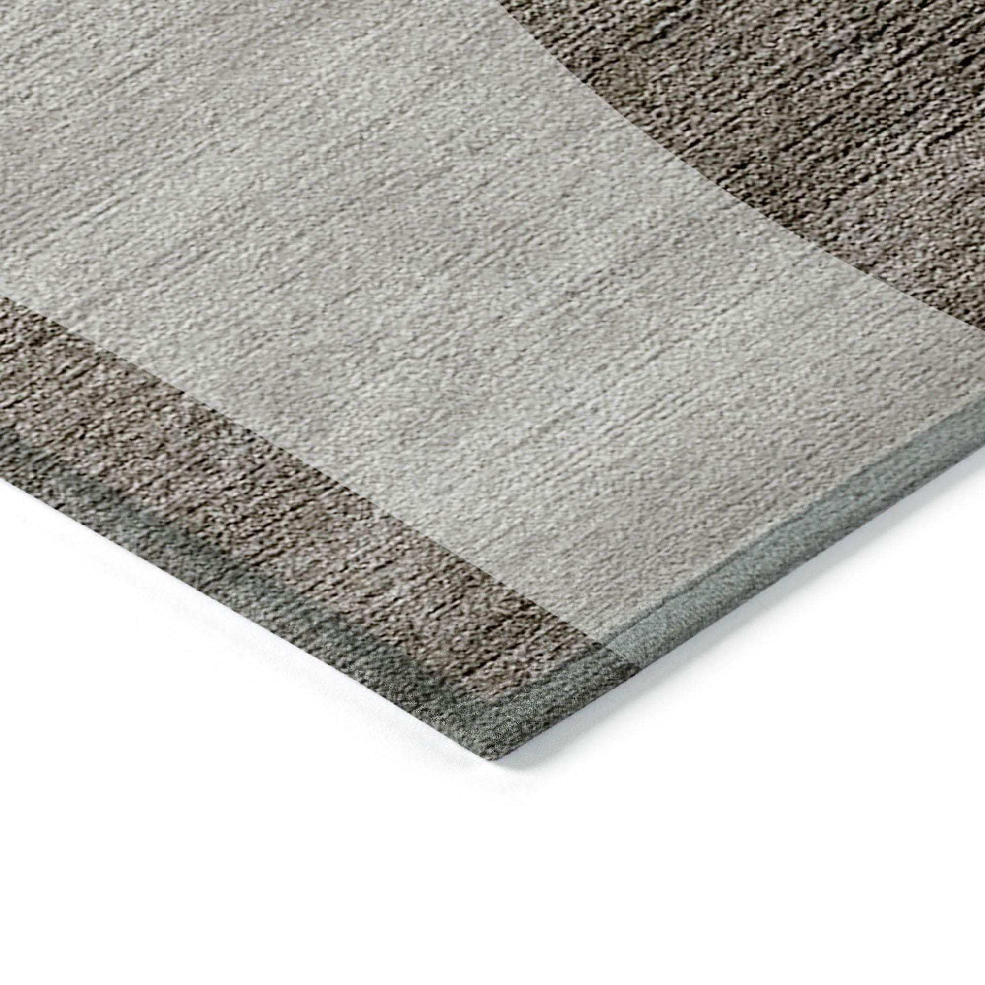 Machine Washable Taupe Brown Rug - Indoor / Outdoor - Kids / Pet Friendly Art Deco Print Rug