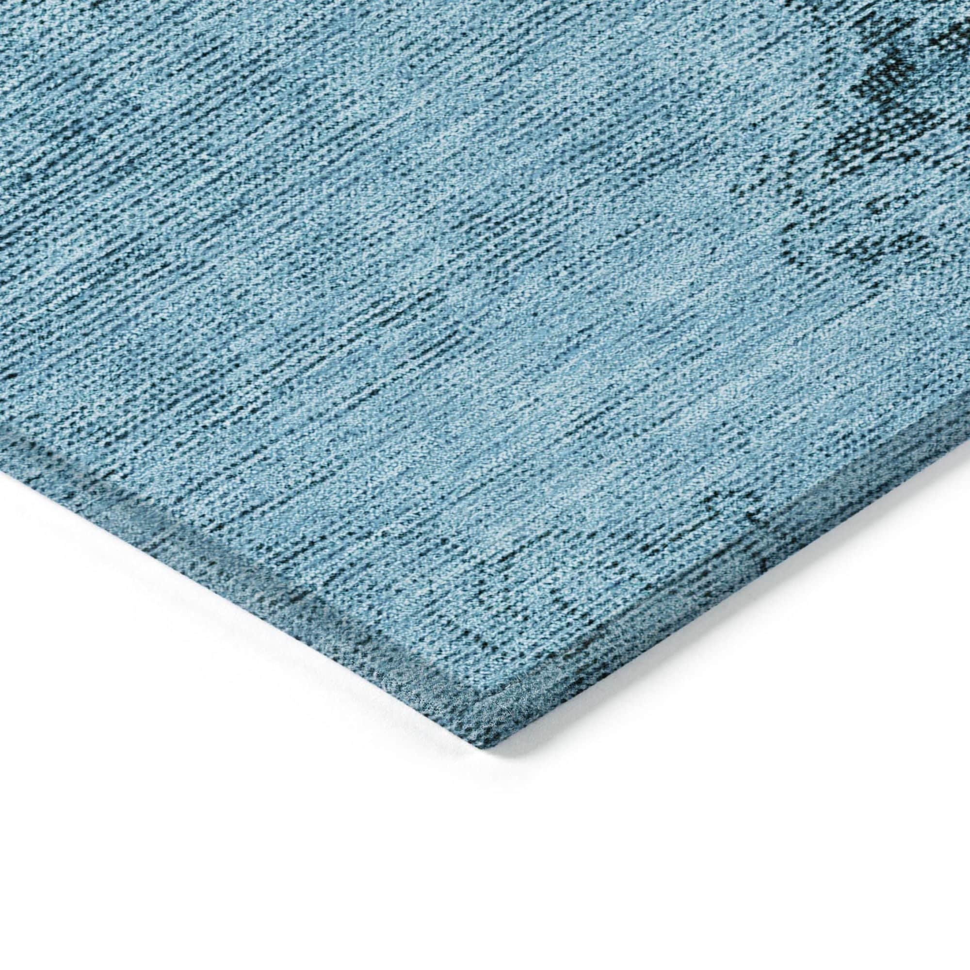 Machine Washable Blue Rug - Indoor / Outdoor - Kids / Pet Friendly Oriental Print Rug