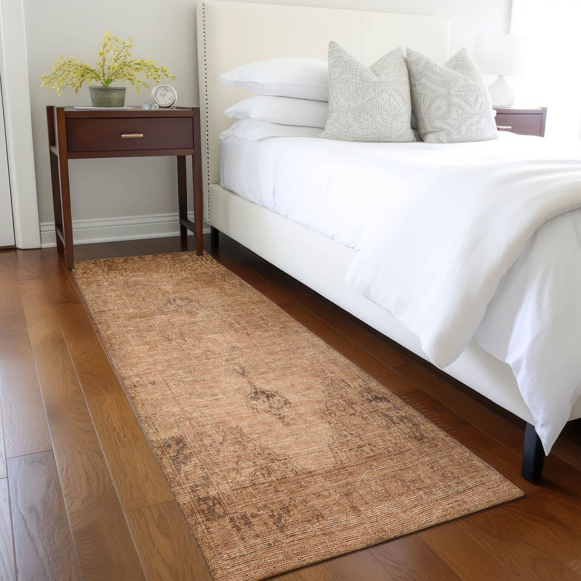 Machine Washable Copper Orange Rug - Indoor / Outdoor - Kids / Pet Friendly Oriental Print Rug
