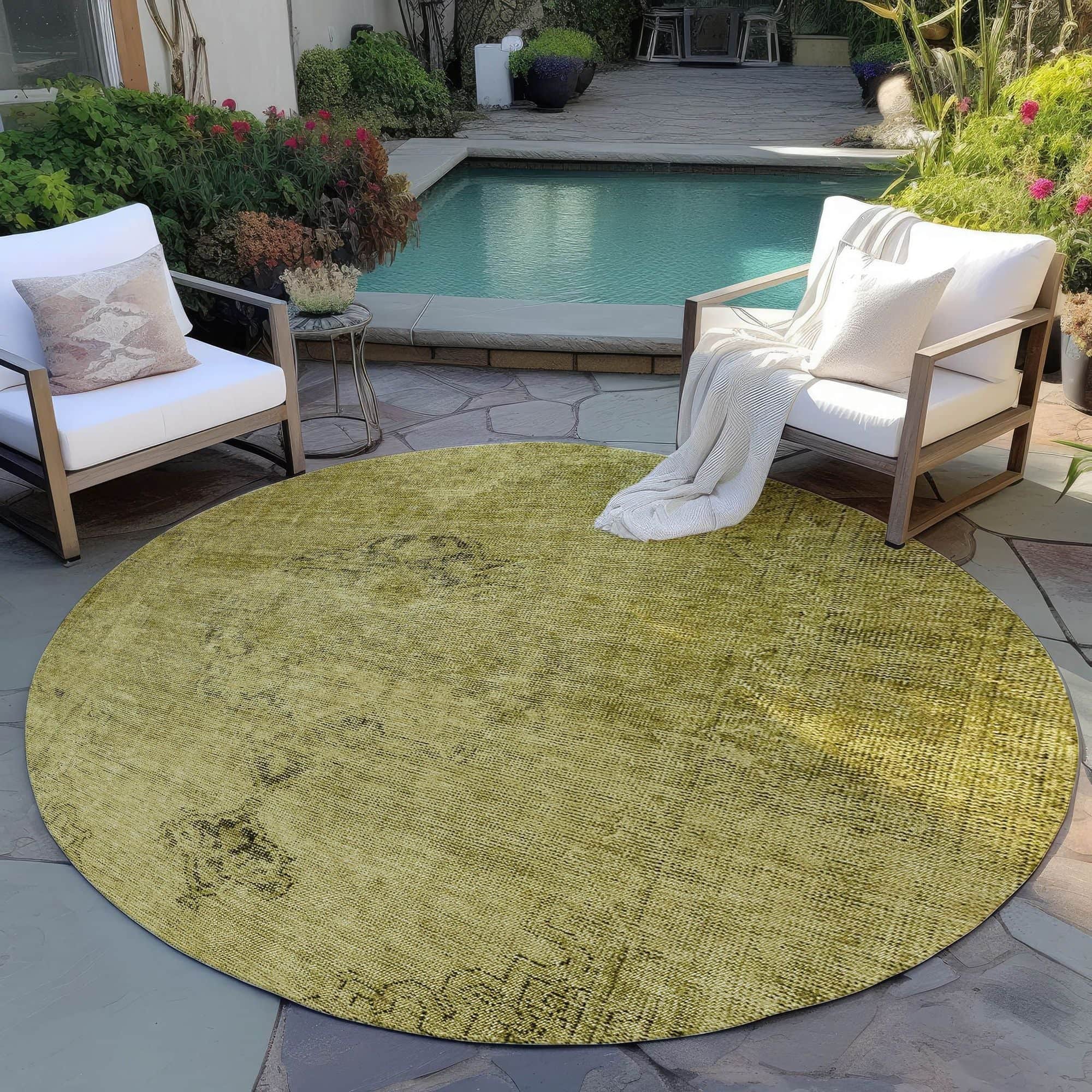 Machine Washable Gold Rug - Indoor / Outdoor - Kids / Pet Friendly Oriental Print Rug