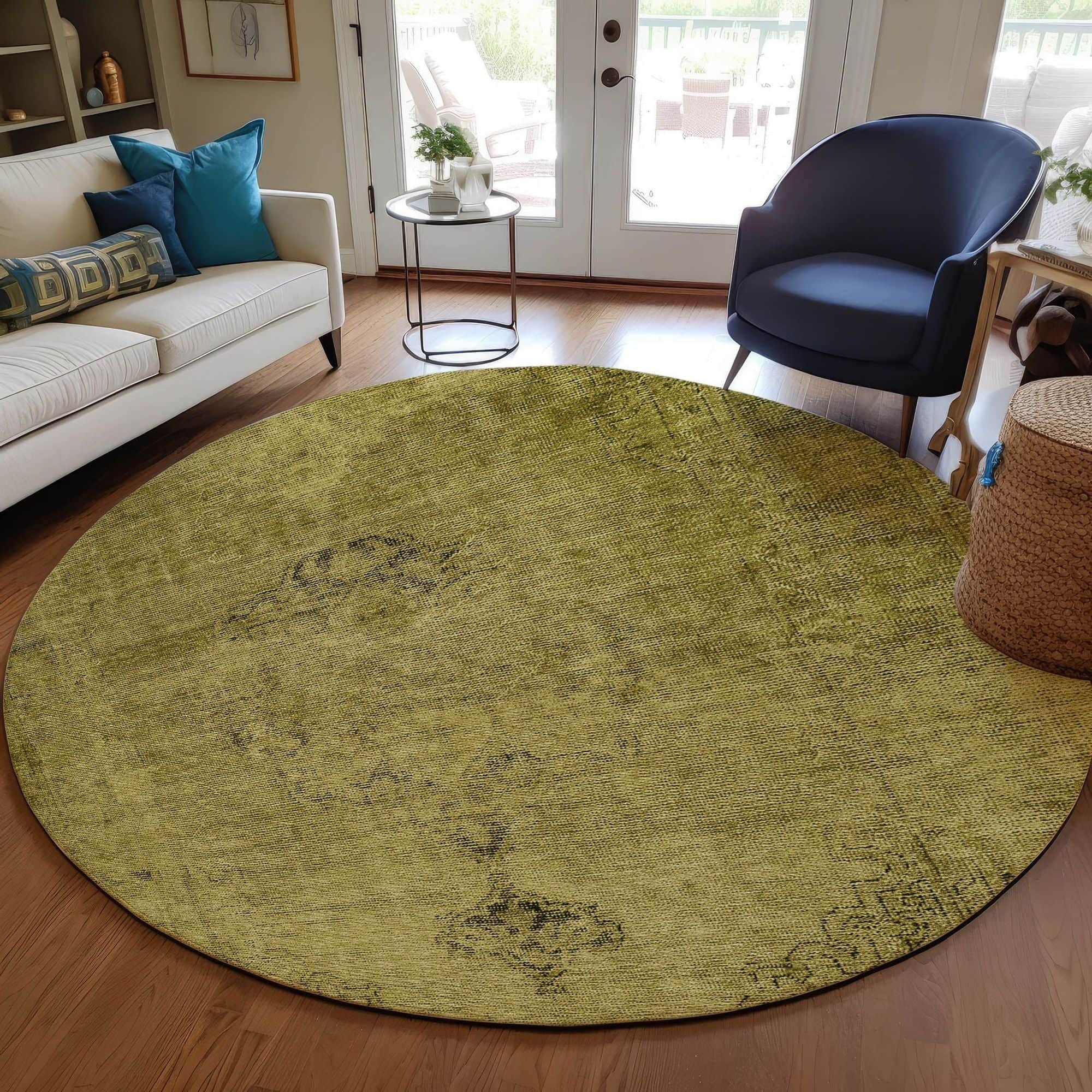 Machine Washable Gold Rug - Indoor / Outdoor - Kids / Pet Friendly Oriental Print Rug