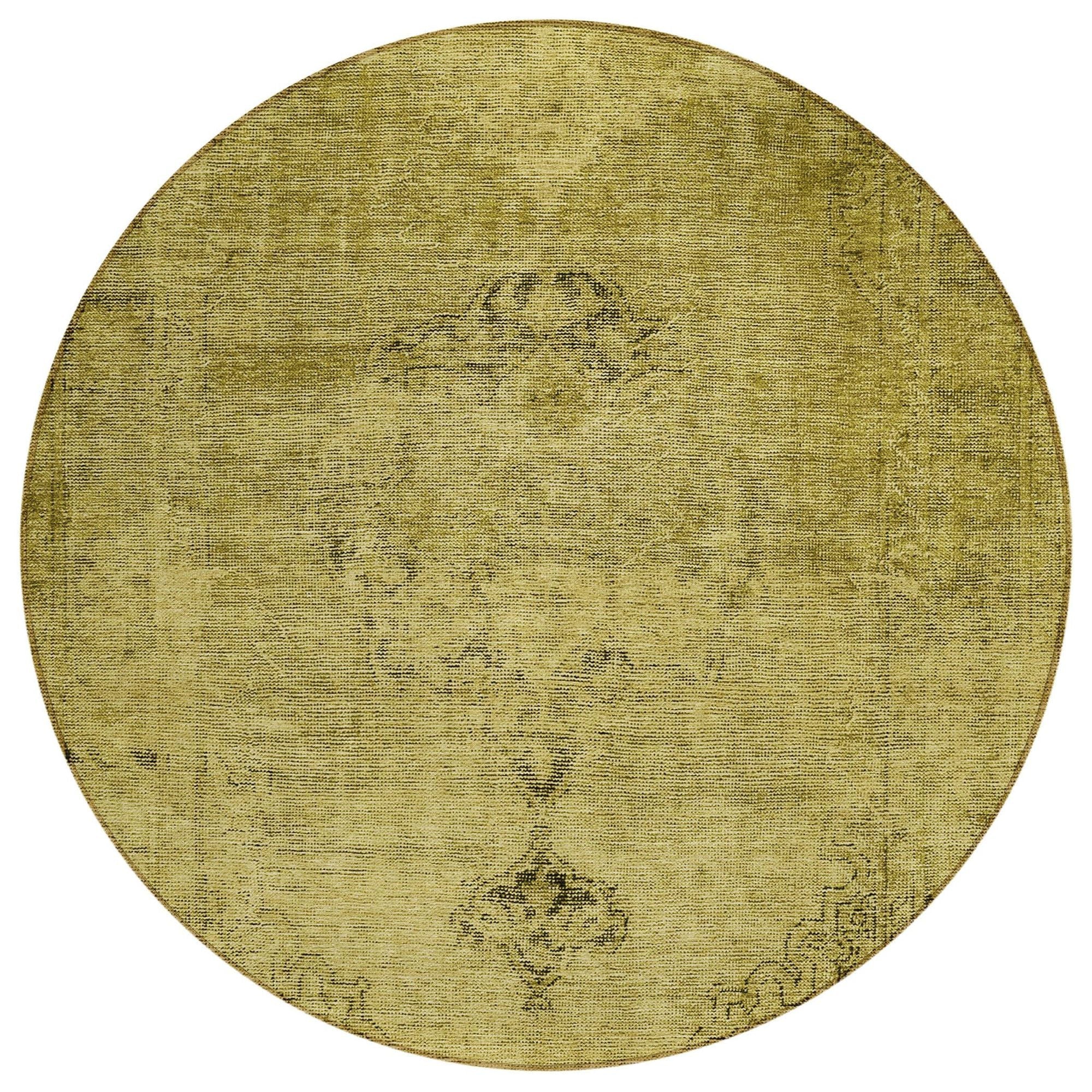 Machine Washable Gold Rug - Indoor / Outdoor - Kids / Pet Friendly Oriental Print Rug