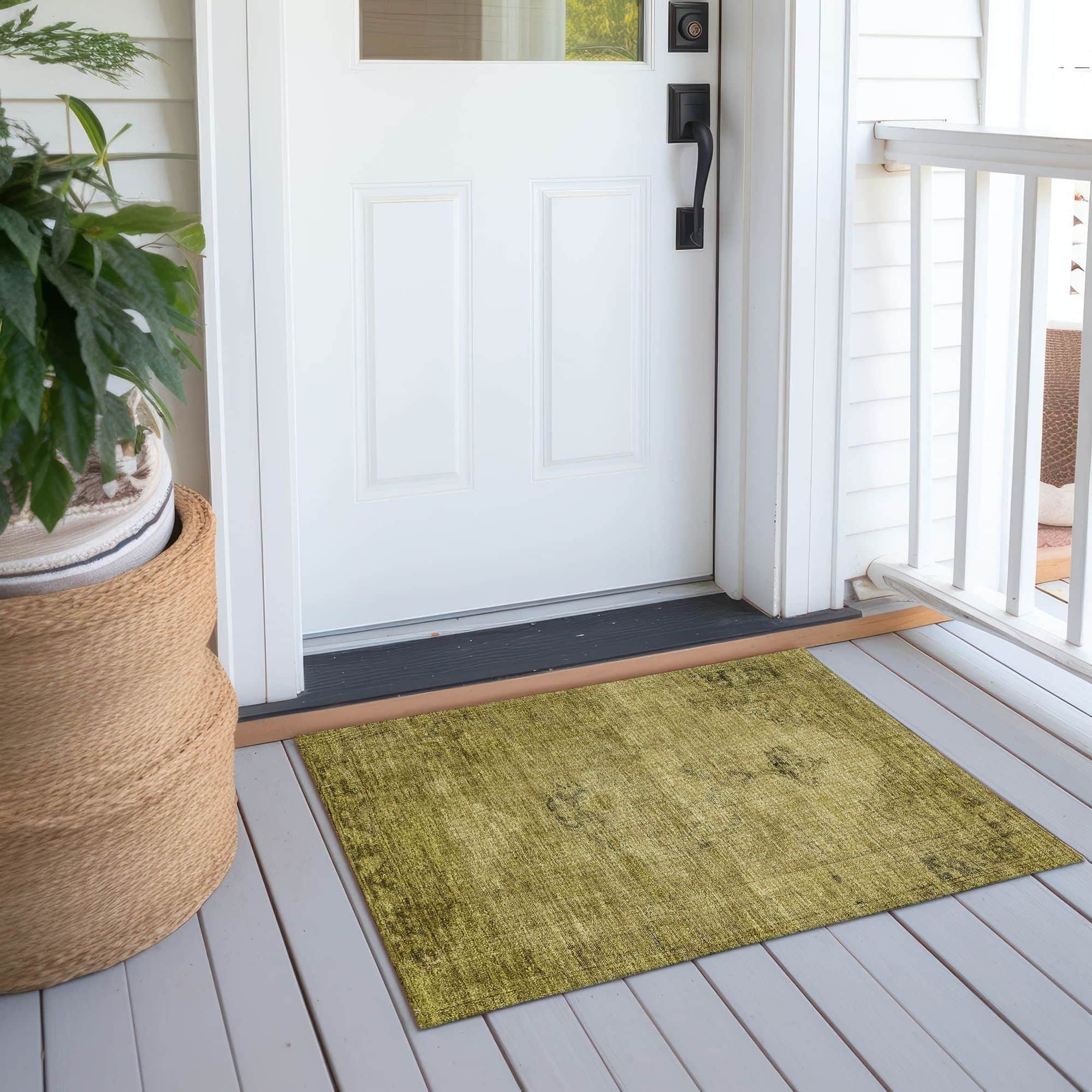 Machine Washable Gold Rug - Indoor / Outdoor - Kids / Pet Friendly Oriental Print Rug