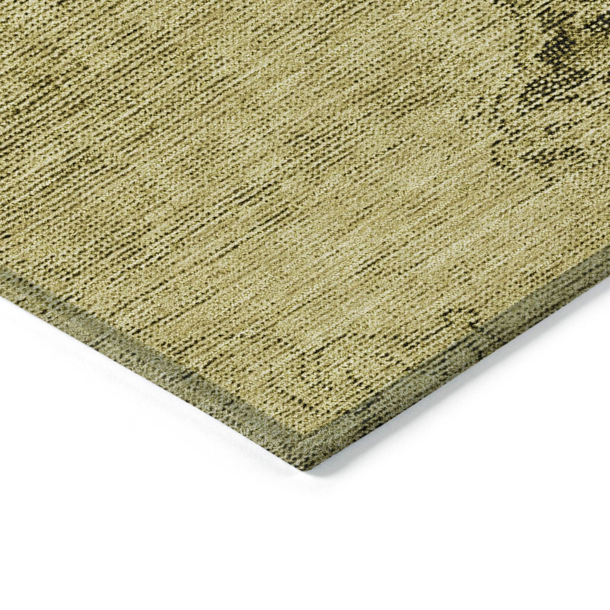 Machine Washable Gold Rug - Indoor / Outdoor - Kids / Pet Friendly Oriental Print Rug