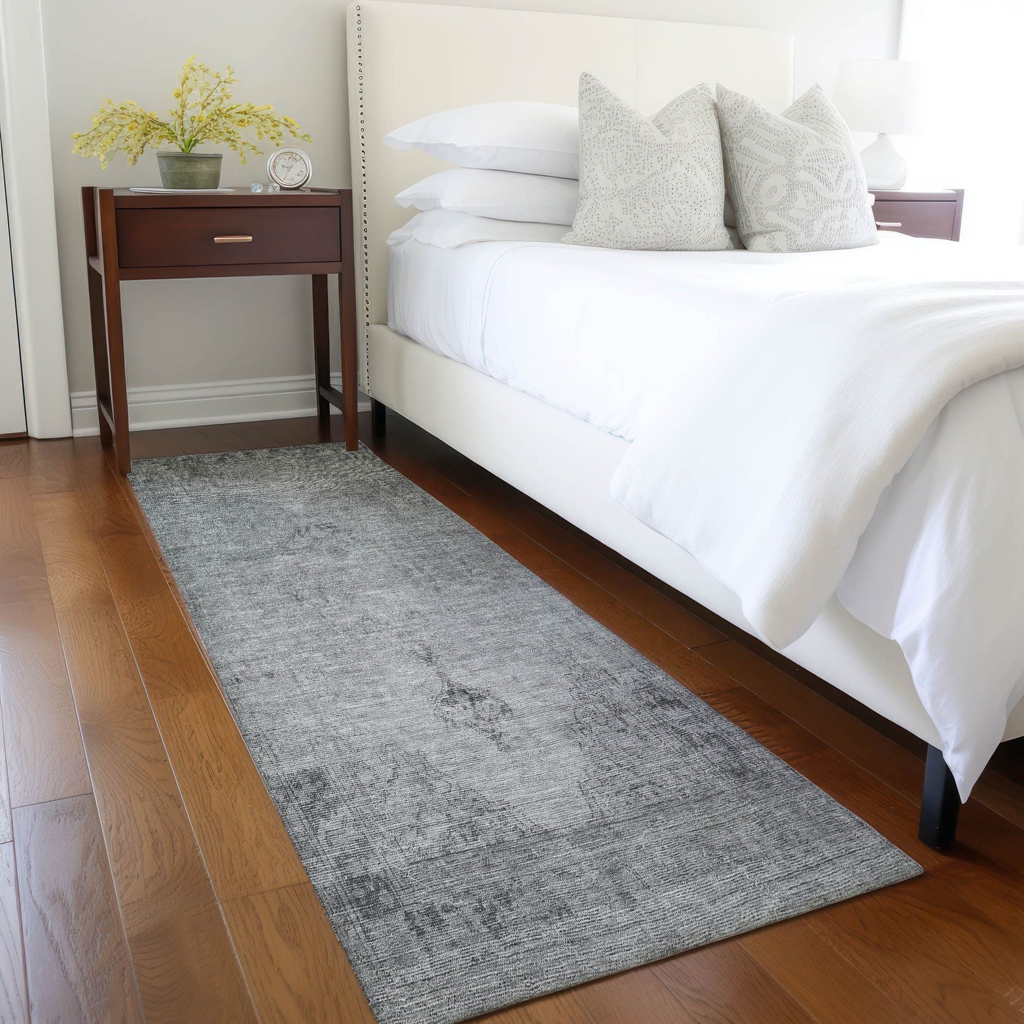 Machine Washable Gray Rug - Indoor / Outdoor - Kids / Pet Friendly Oriental Print Rug