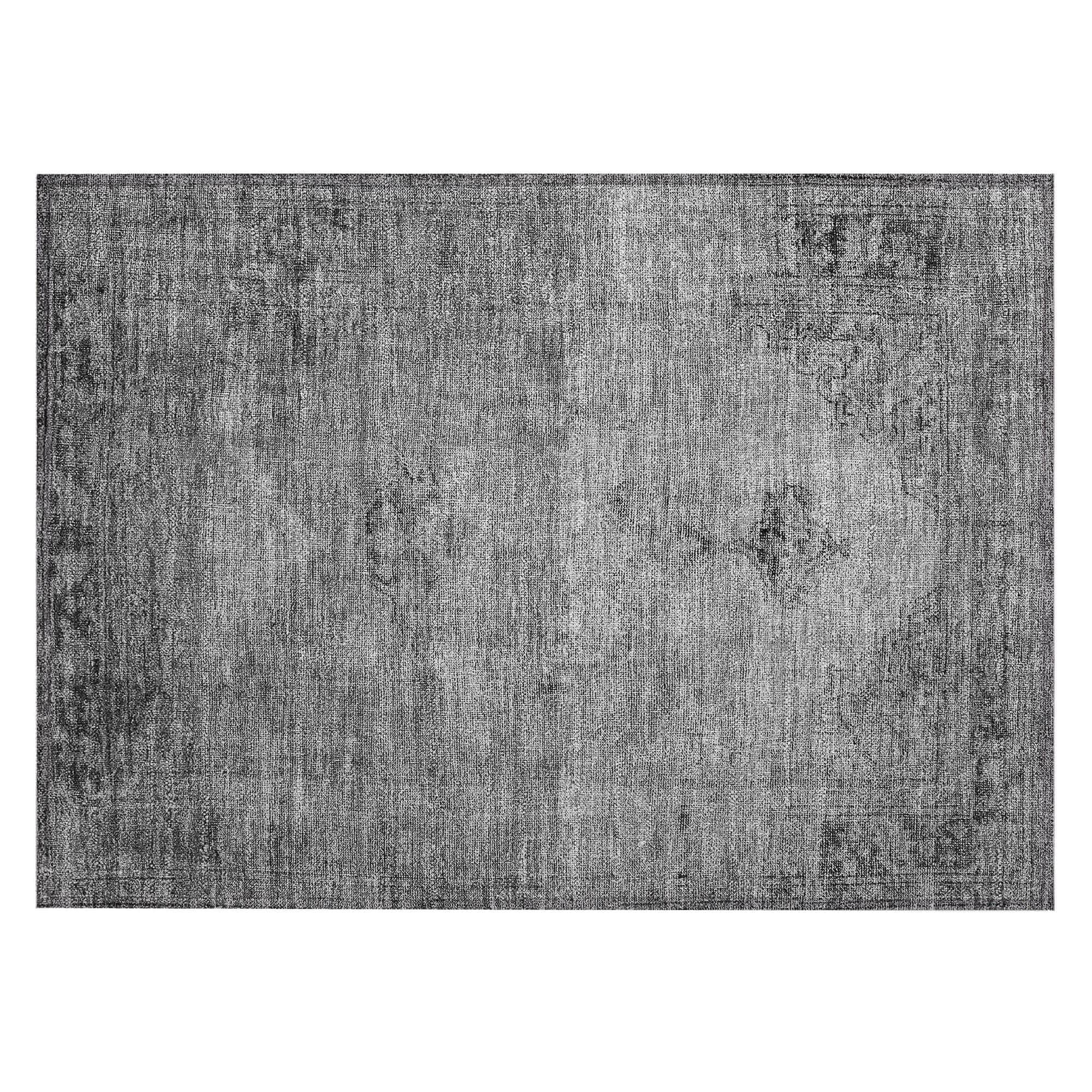 Machine Washable Gray Rug - Indoor / Outdoor - Kids / Pet Friendly Oriental Print Rug