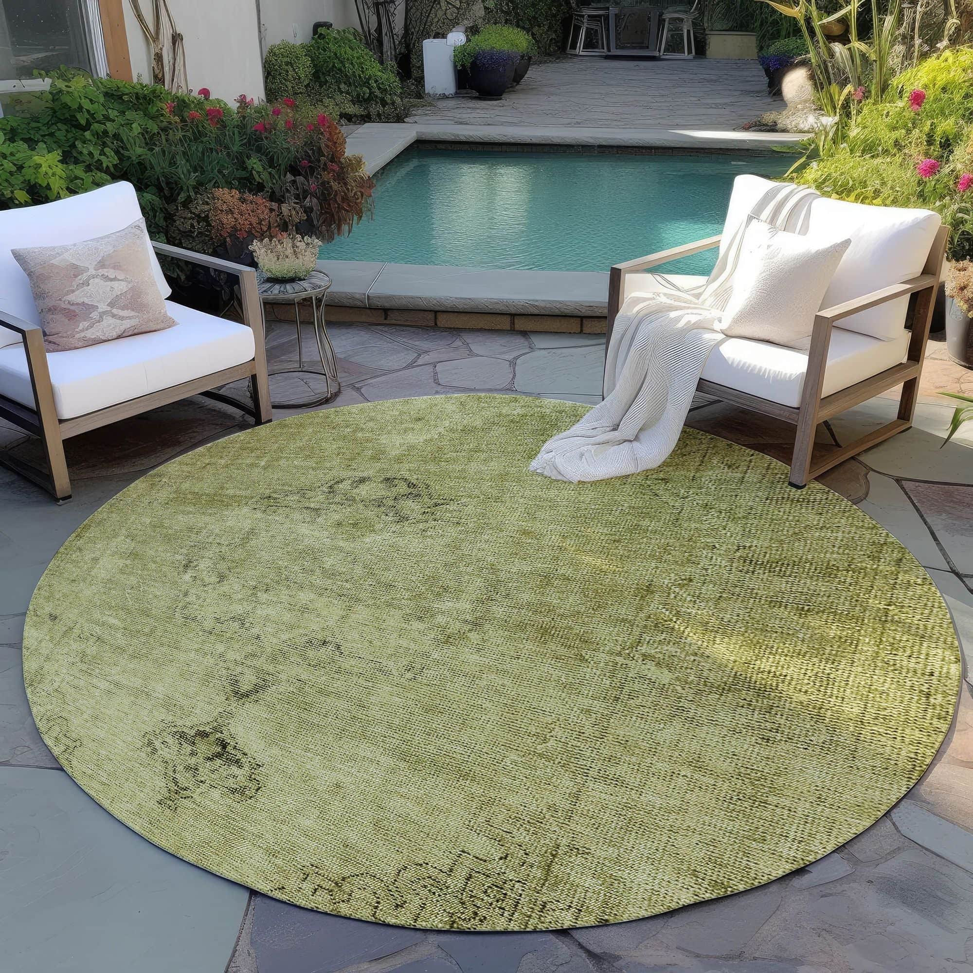 Machine Washable Khaki Brown Rug - Indoor / Outdoor - Kids / Pet Friendly Oriental Print Rug