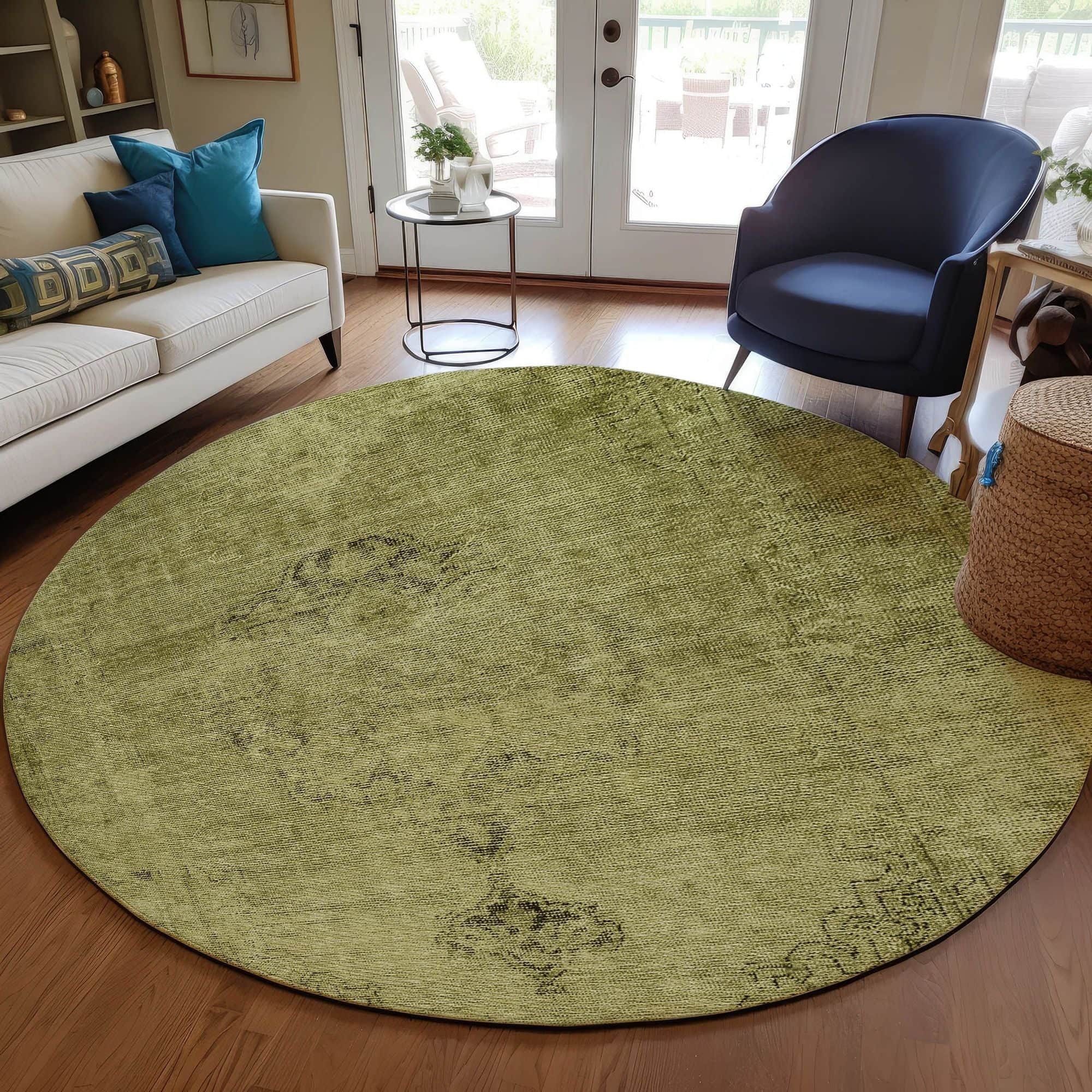 Machine Washable Khaki Brown Rug - Indoor / Outdoor - Kids / Pet Friendly Oriental Print Rug