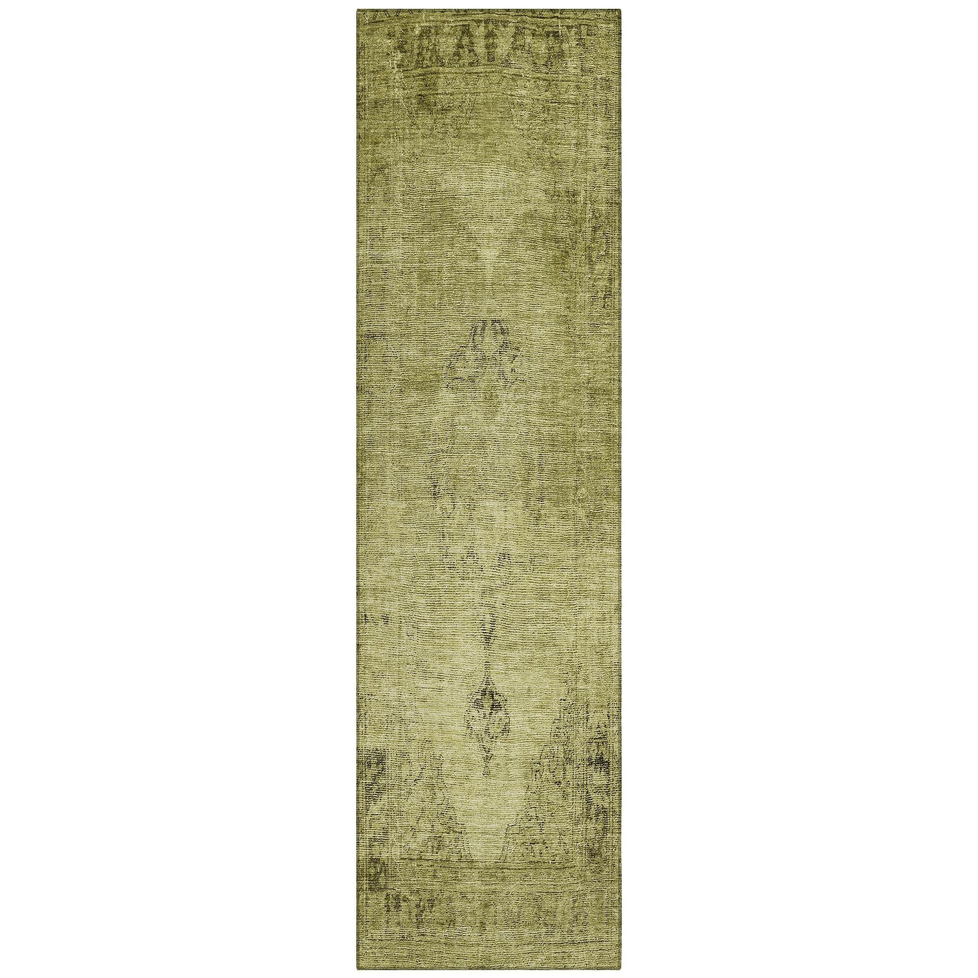 Machine Washable Khaki Brown Rug - Indoor / Outdoor - Kids / Pet Friendly Oriental Print Rug