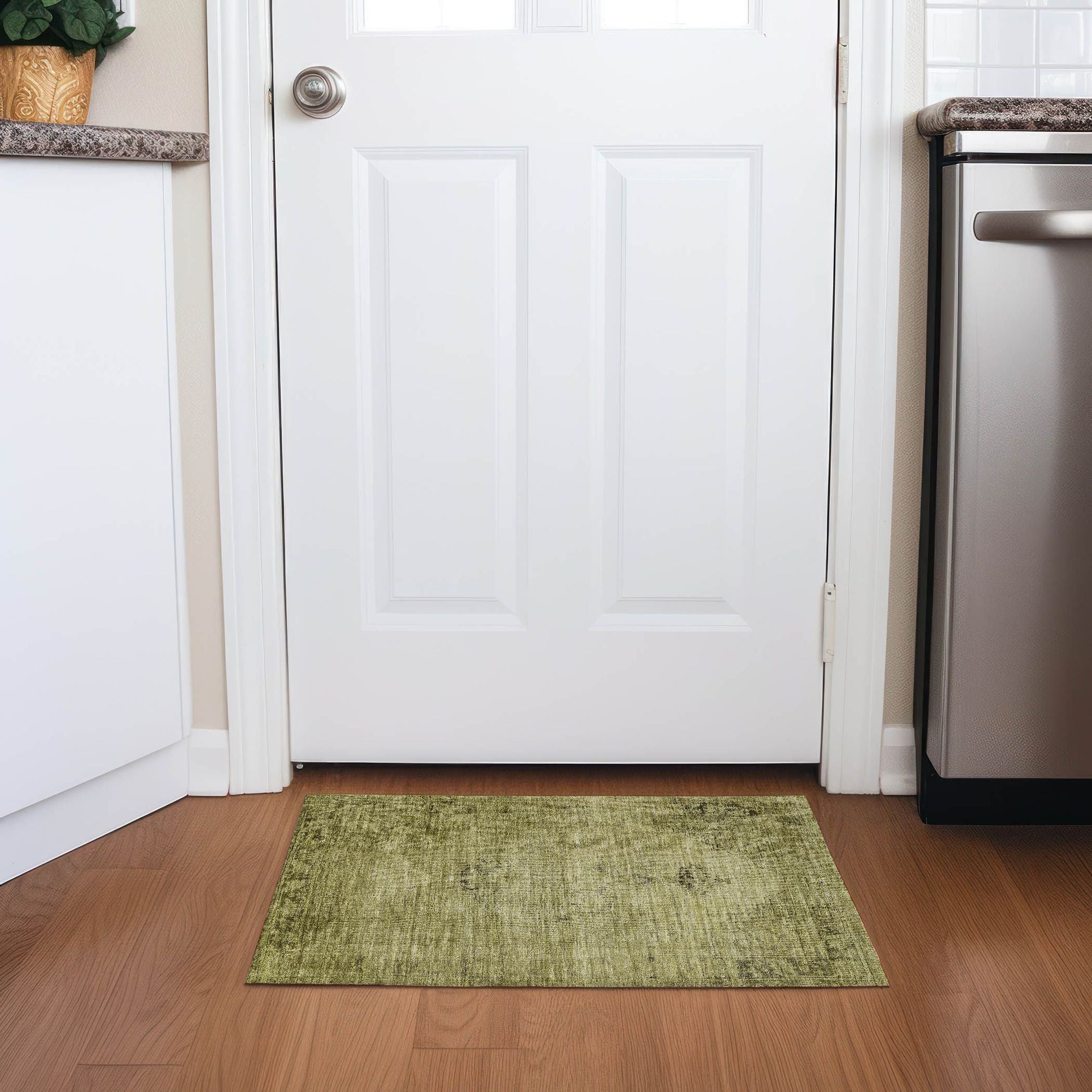 Machine Washable Khaki Brown Rug - Indoor / Outdoor - Kids / Pet Friendly Oriental Print Rug