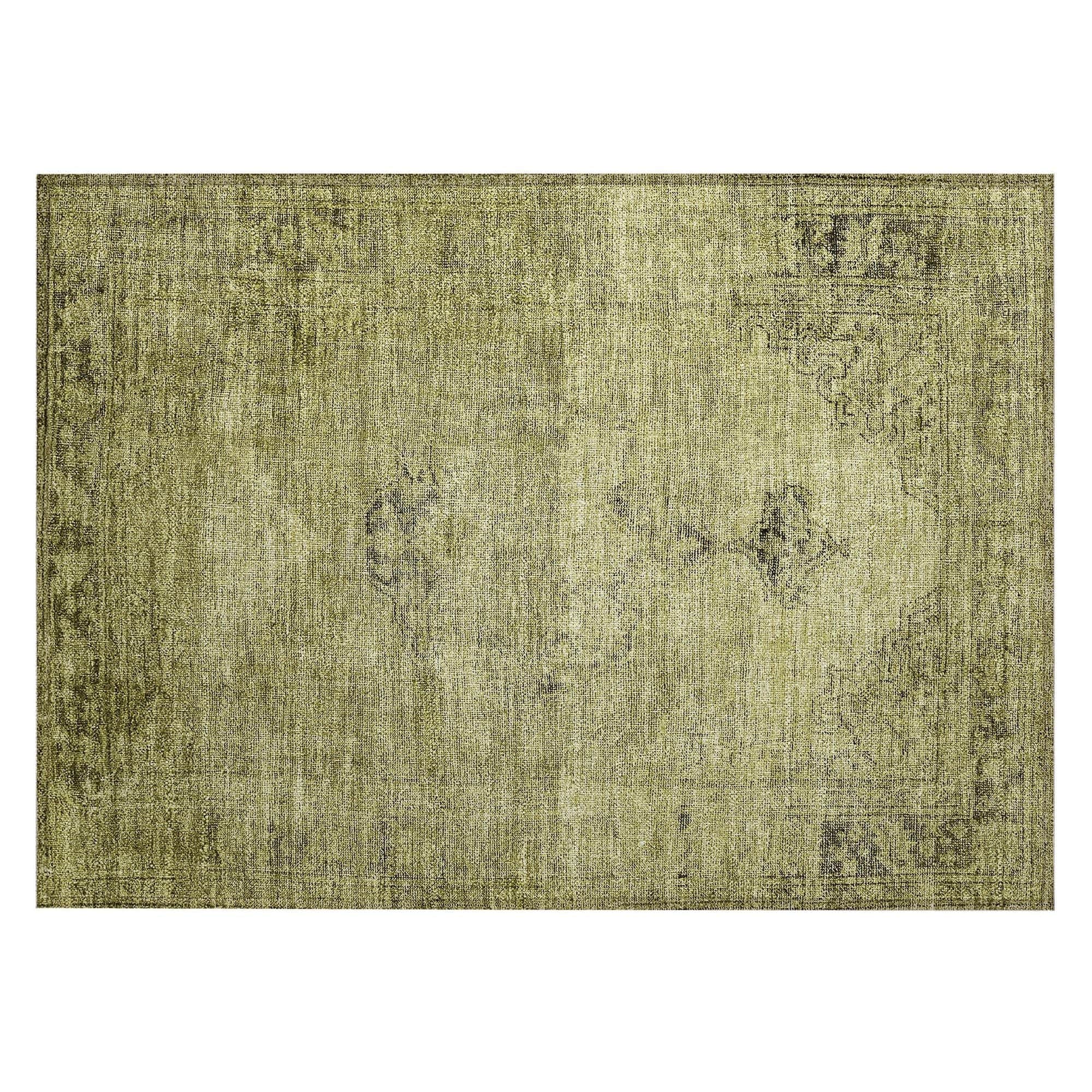 Machine Washable Khaki Brown Rug - Indoor / Outdoor - Kids / Pet Friendly Oriental Print Rug