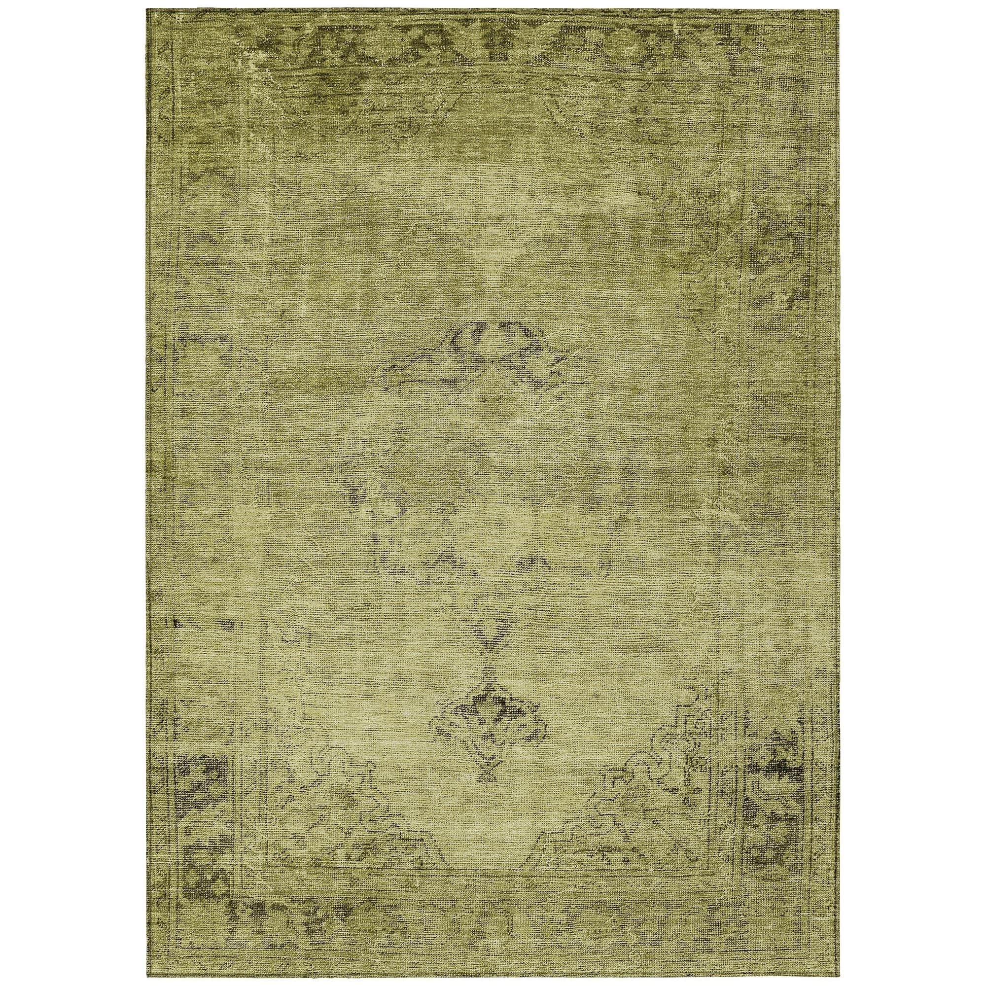 Machine Washable Khaki Brown Rug - Indoor / Outdoor - Kids / Pet Friendly Oriental Print Rug