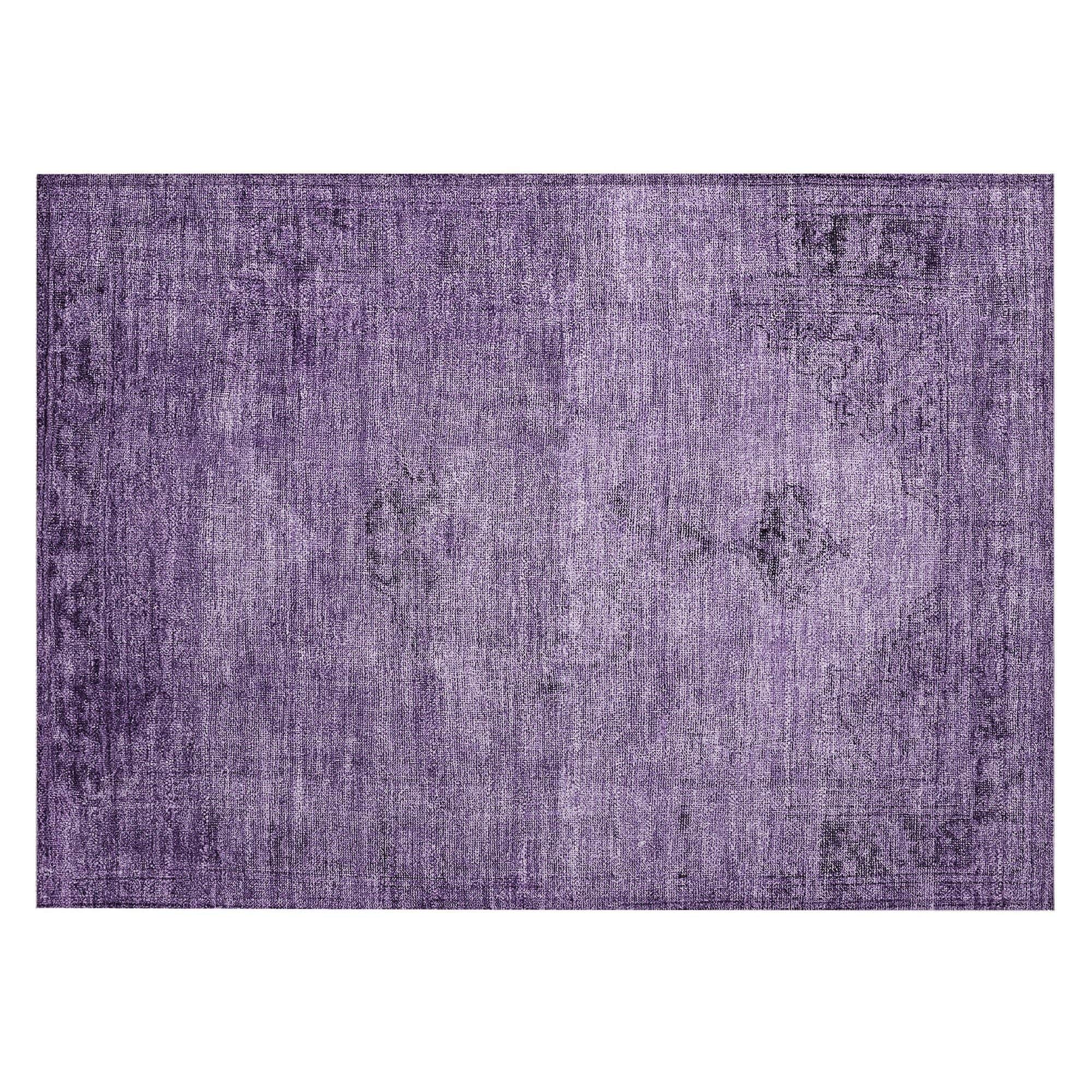 Machine Washable Purple Rug - Indoor / Outdoor - Kids / Pet Friendly Oriental Print Rug