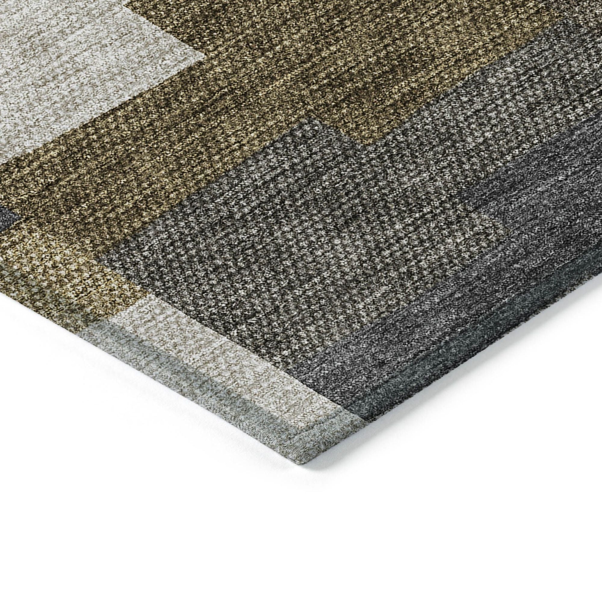 Machine Washable Brown Rug - Indoor / Outdoor - Kids / Pet Friendly Geometric Print Rug