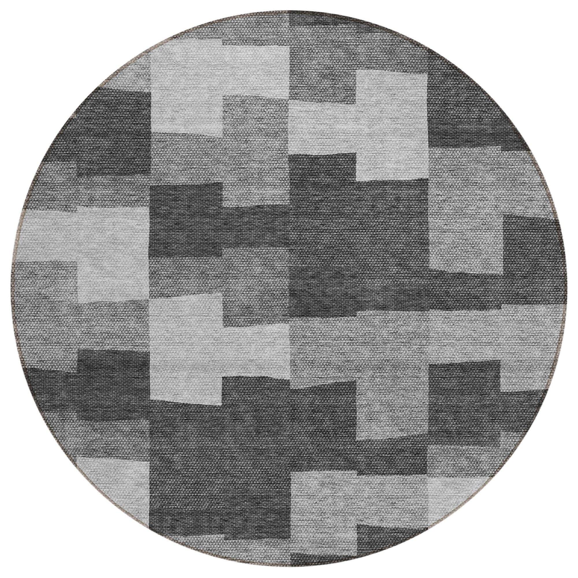 Machine Washable Gray Rug - Indoor / Outdoor - Kids / Pet Friendly Geometric Print Rug