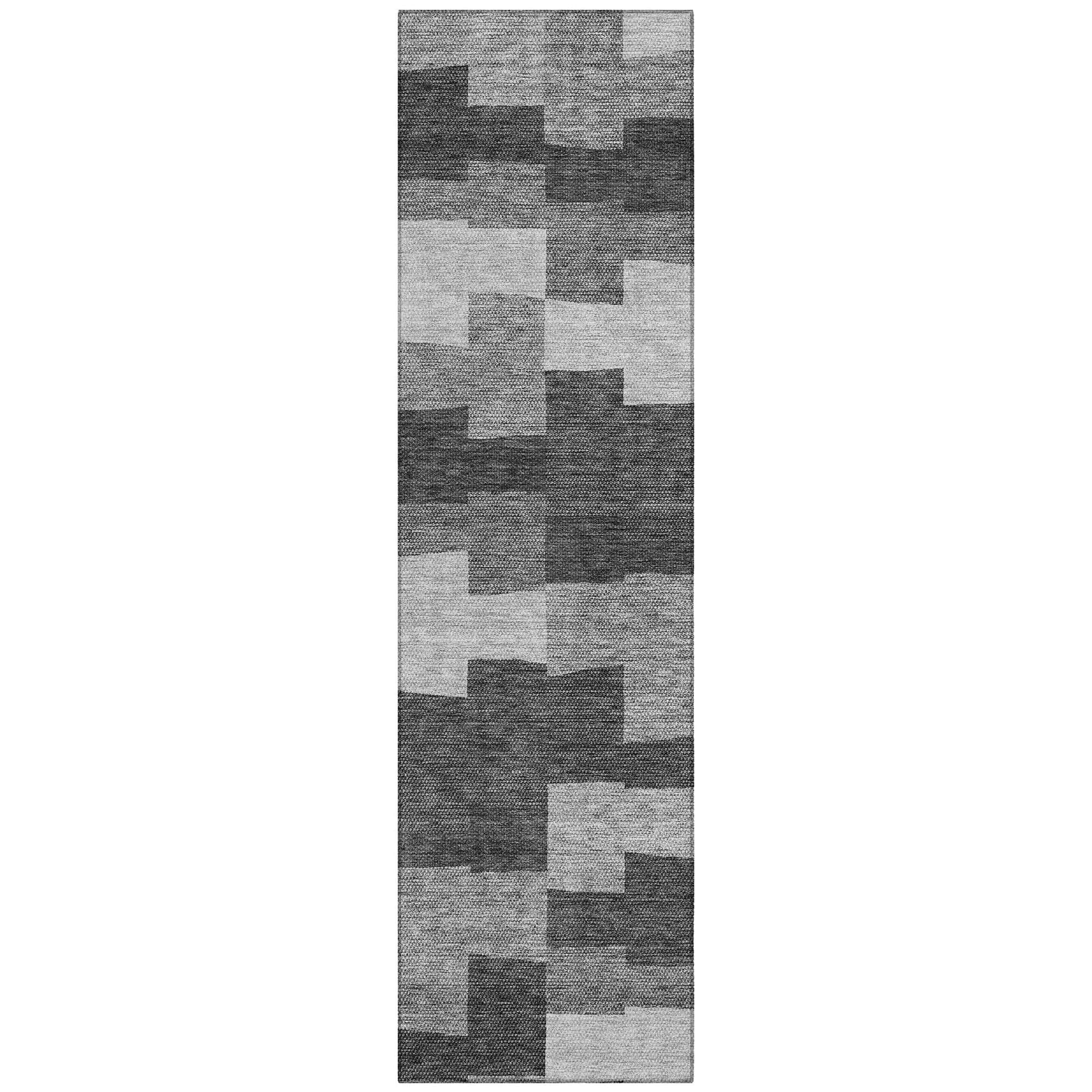Machine Washable Gray Rug - Indoor / Outdoor - Kids / Pet Friendly Geometric Print Rug