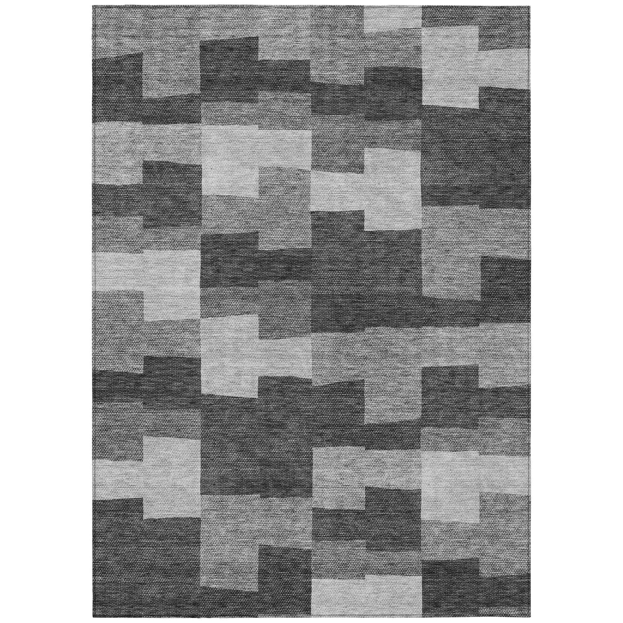 Machine Washable Gray Rug - Indoor / Outdoor - Kids / Pet Friendly Geometric Print Rug