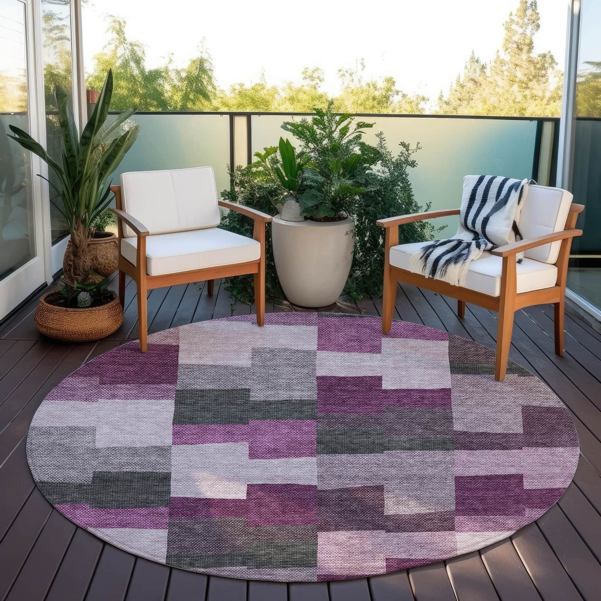 Machine Washable Merlot Red Rug - Indoor / Outdoor - Kids / Pet Friendly Geometric Print Rug