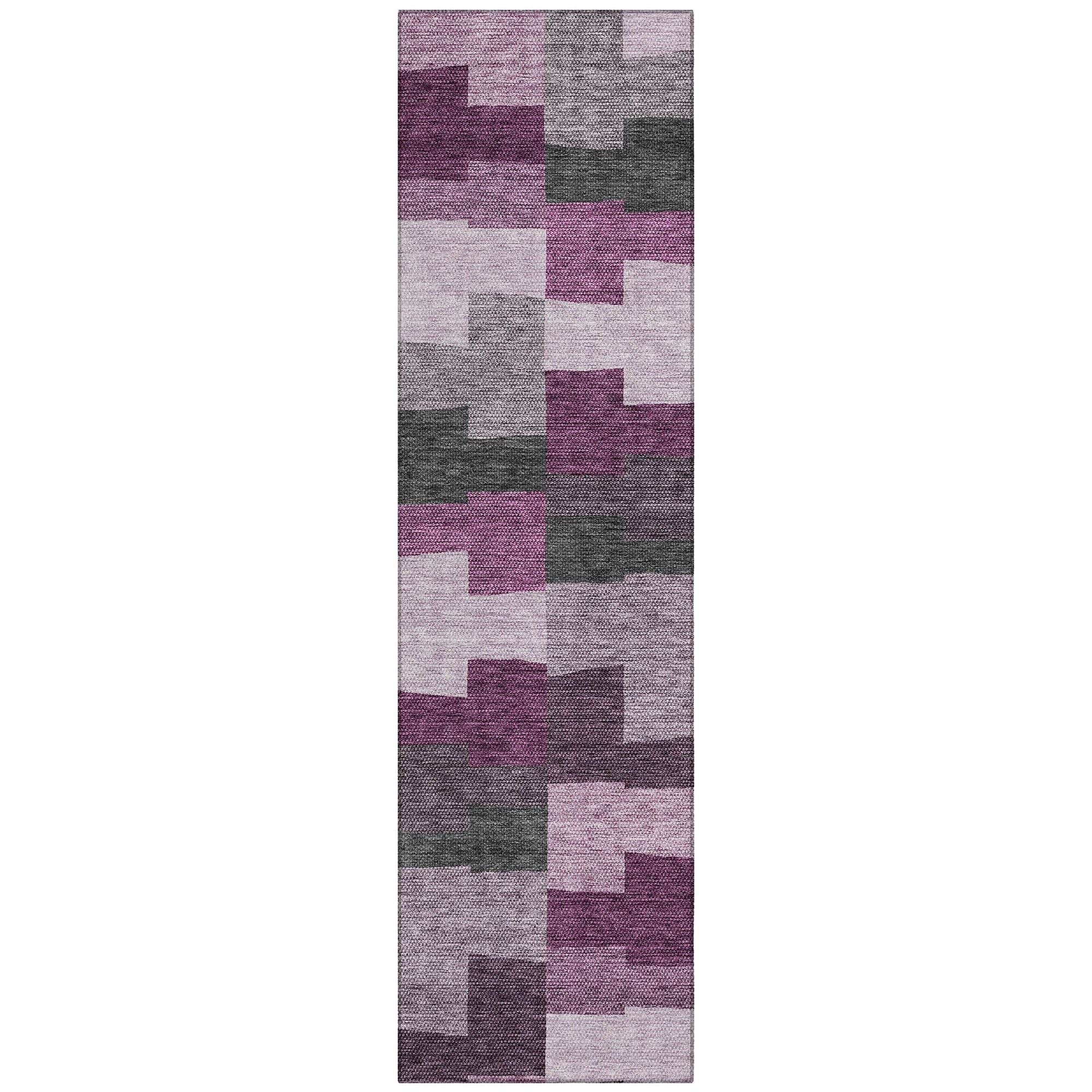 Machine Washable Merlot Red Rug - Indoor / Outdoor - Kids / Pet Friendly Geometric Print Rug