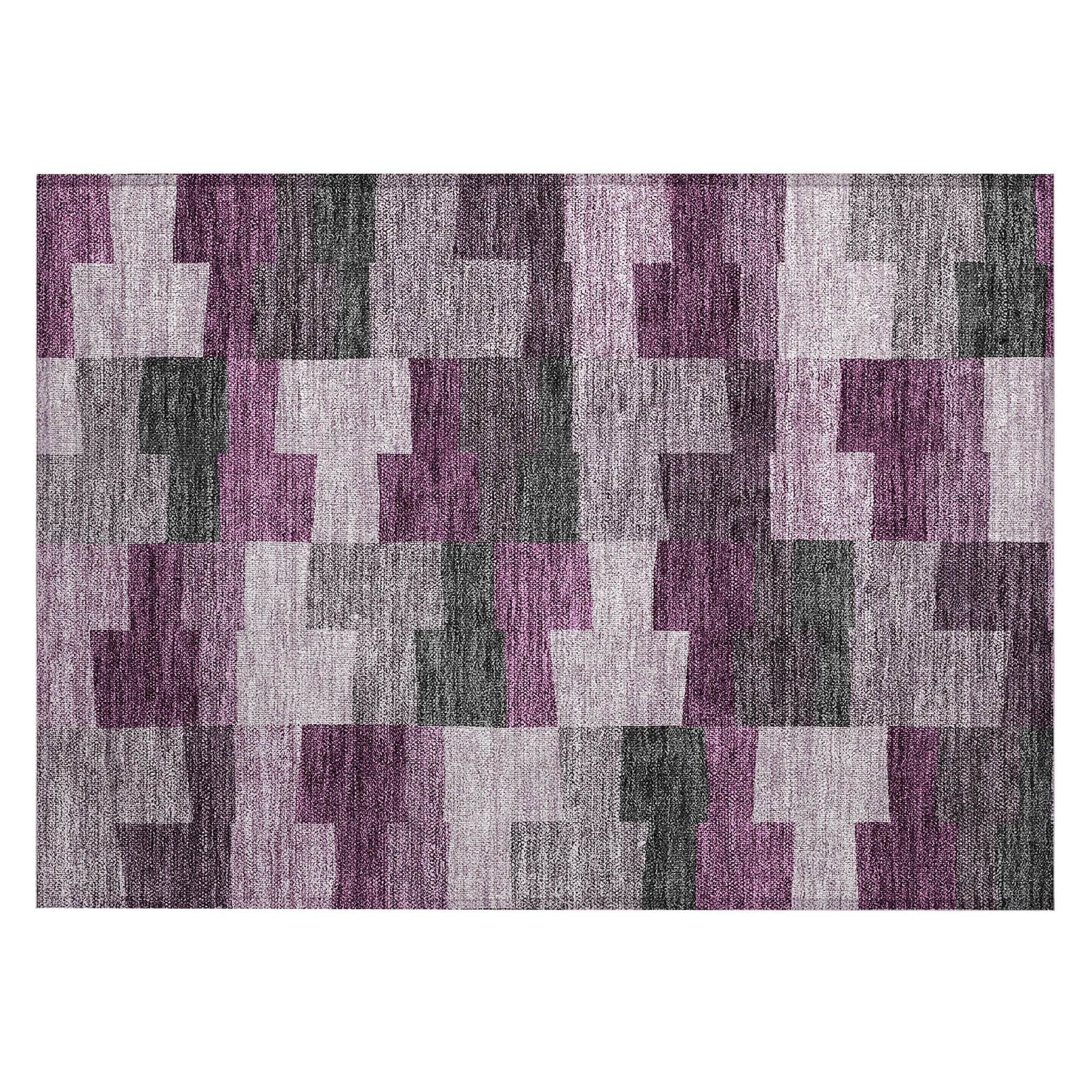 Machine Washable Merlot Red Rug - Indoor / Outdoor - Kids / Pet Friendly Geometric Print Rug