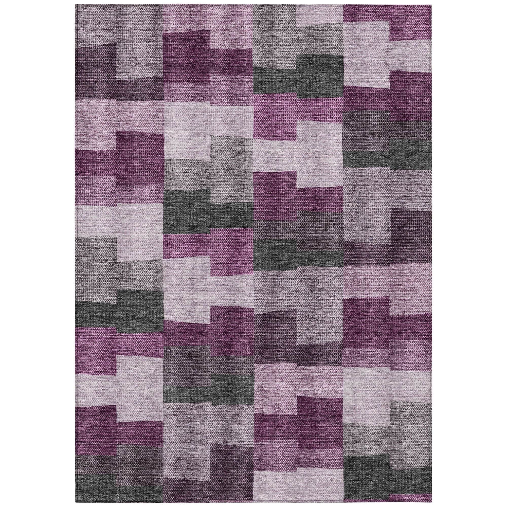 Machine Washable Merlot Red Rug - Indoor / Outdoor - Kids / Pet Friendly Geometric Print Rug