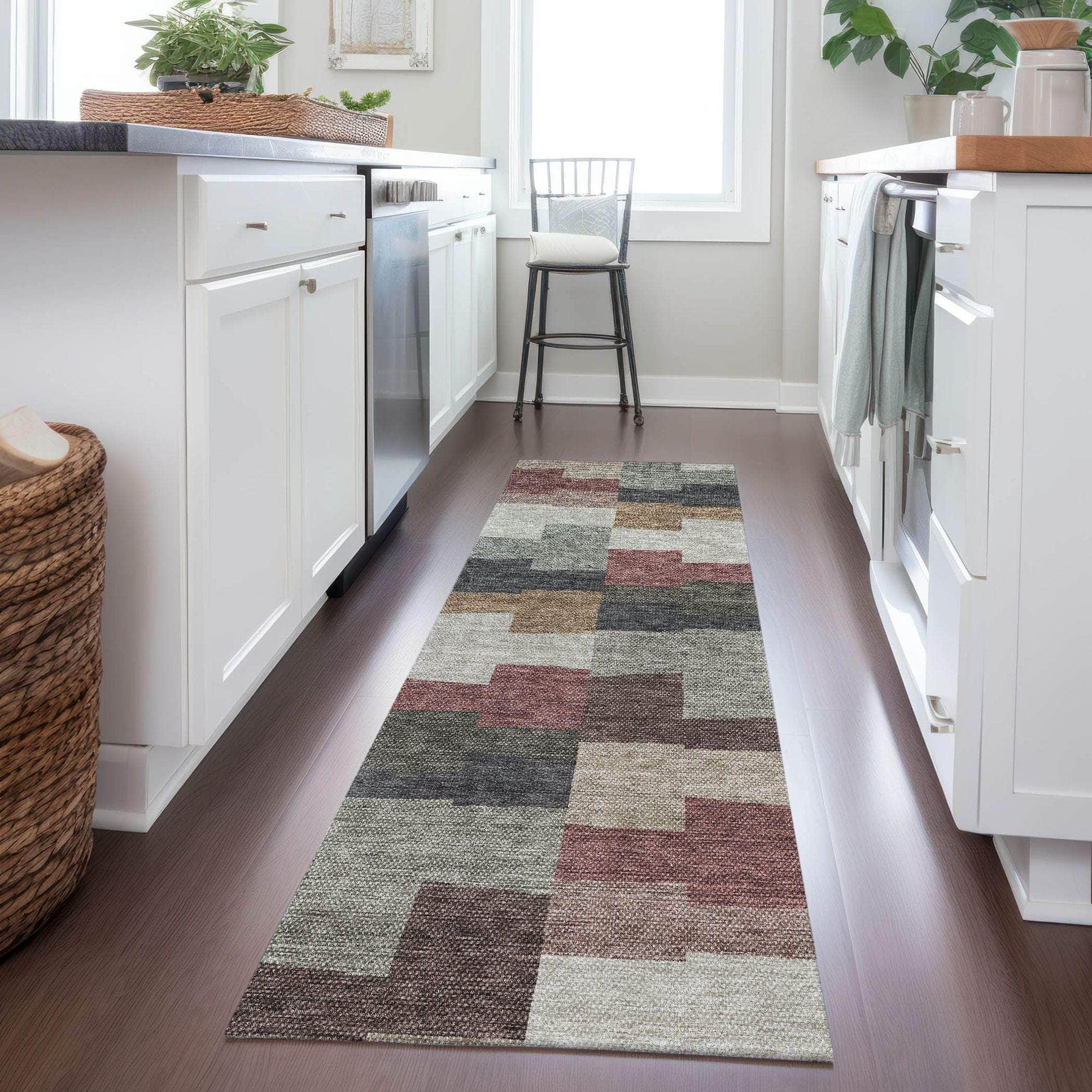 Machine Washable Paprika Orange Rug - Indoor / Outdoor - Kids / Pet Friendly Geometric Print Rug