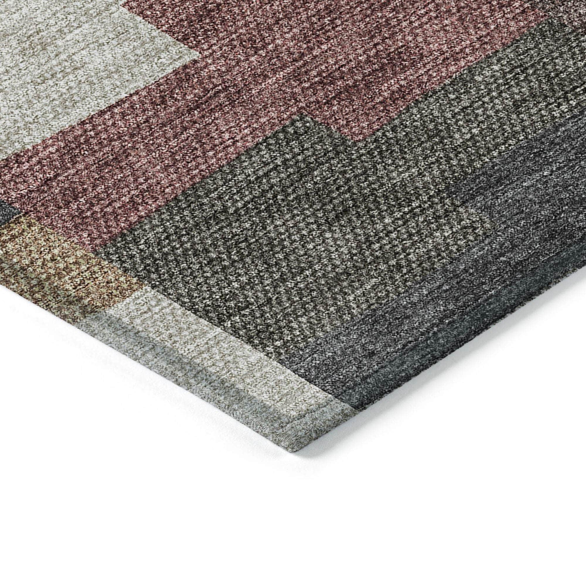 Machine Washable Paprika Orange Rug - Indoor / Outdoor - Kids / Pet Friendly Geometric Print Rug